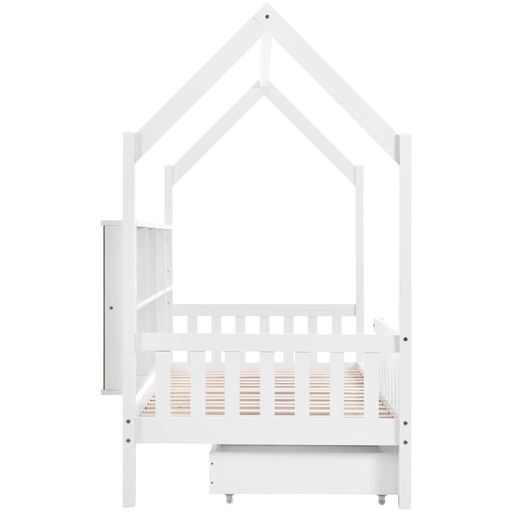 Logidon huisbed 90x200 wit met boekenkast en twee lades