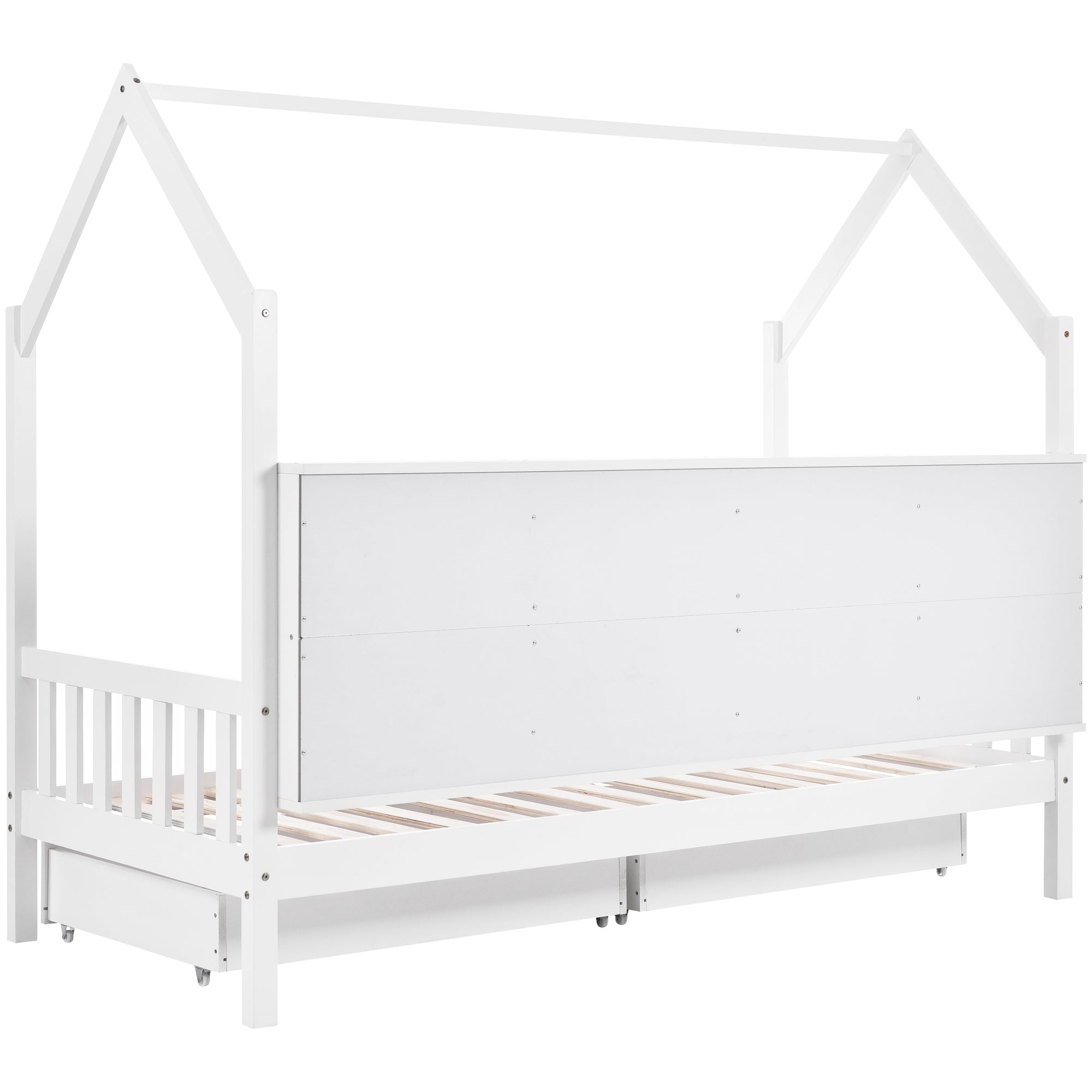 Logidon huisbed 90x200 wit met boekenkast en twee lades