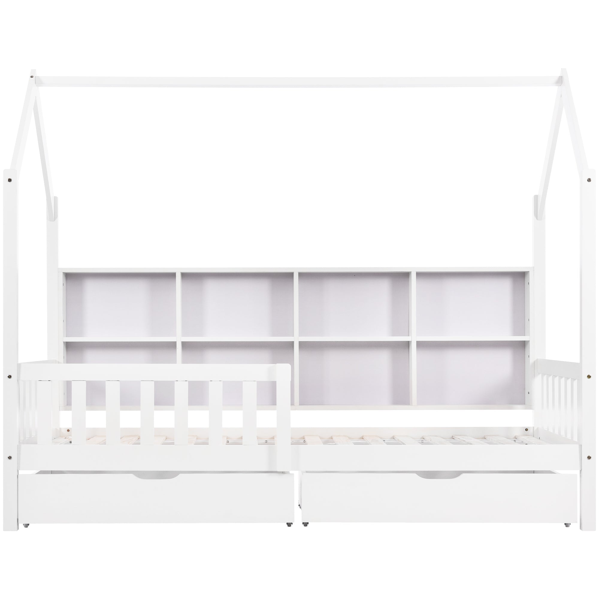 Logidon huisbed 90x200 wit met boekenkast en twee lades