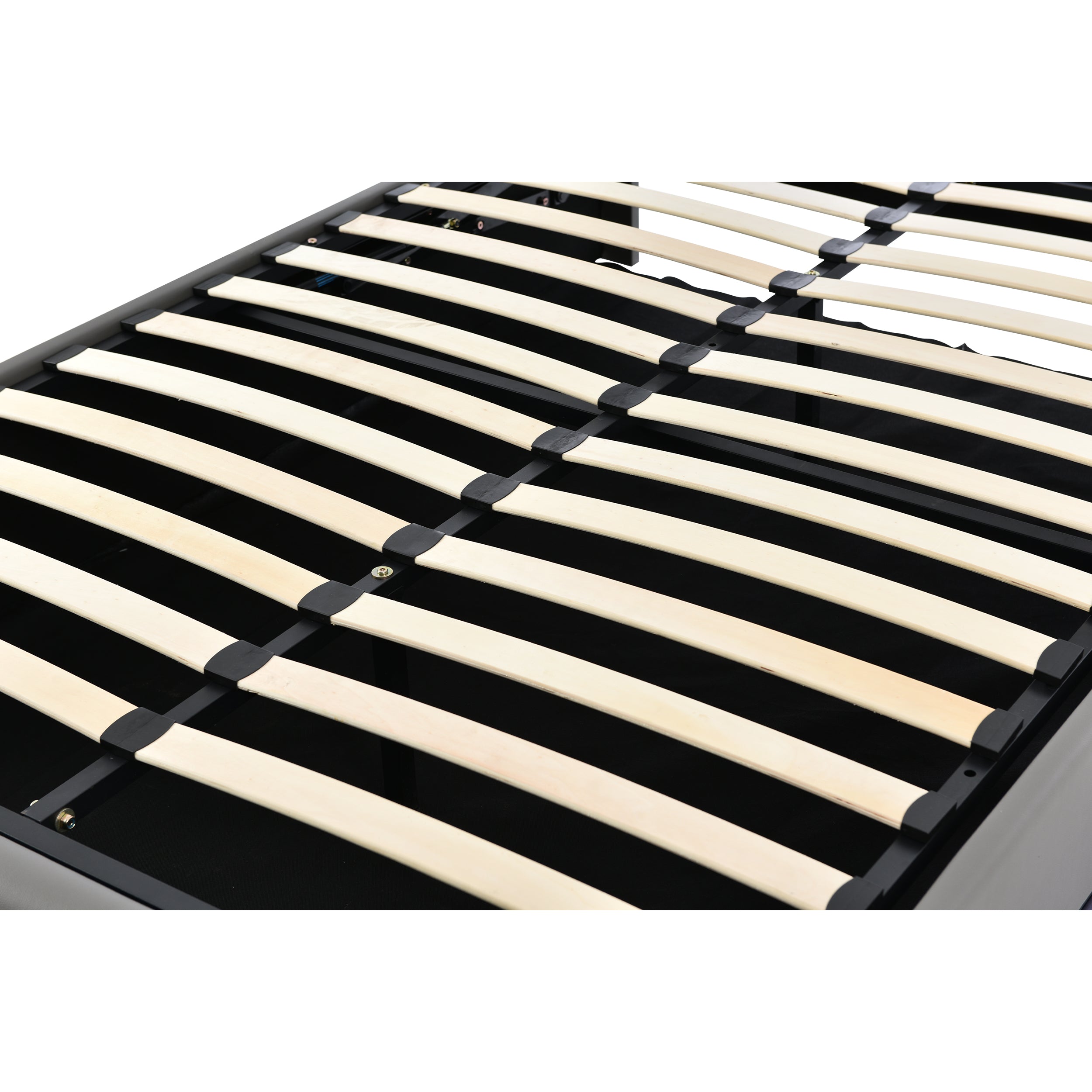 Logidon upholstered bed 140x200 gray with LED lighting bed storage space