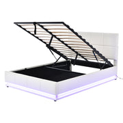 Logidon gestoffeerd bed 140x200 cm wit met LED-verlichting en bedstee