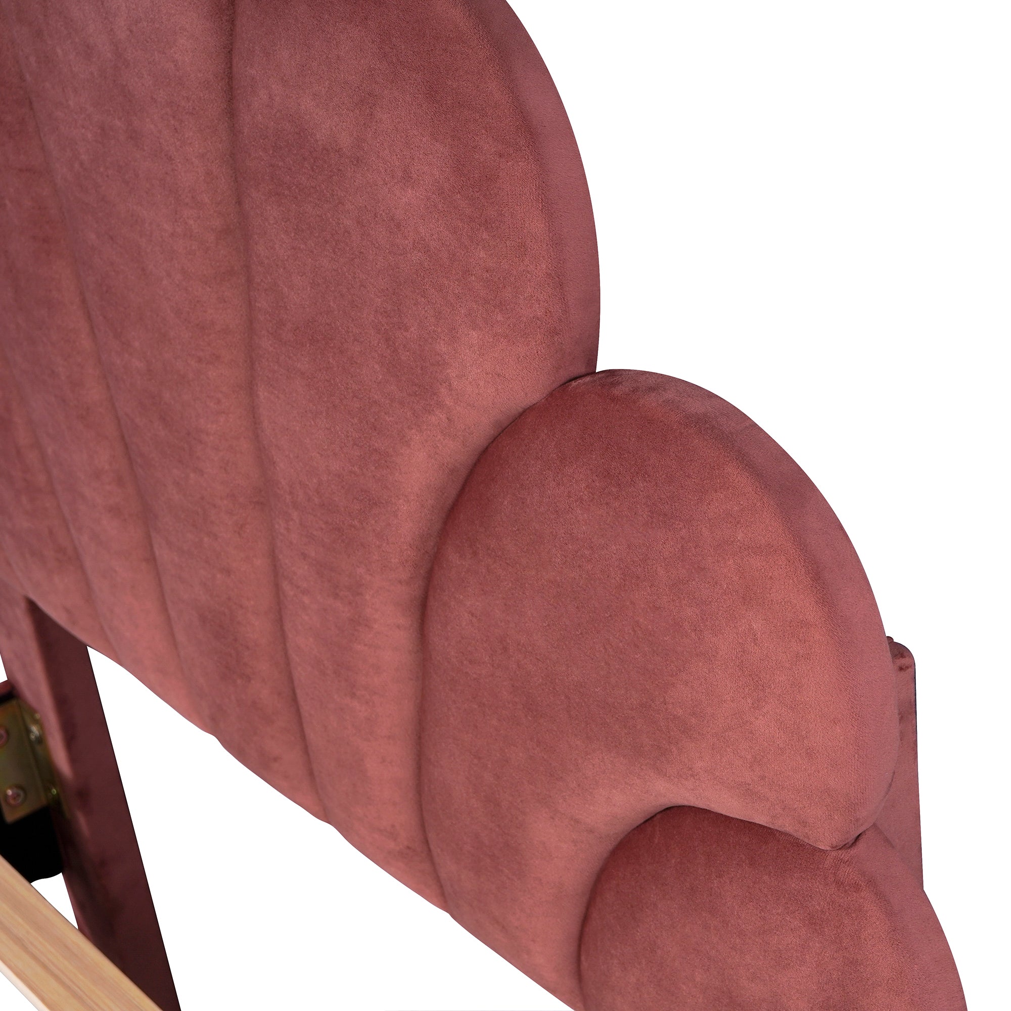 Logidon gestoffeerd bed 90x200 bonenrood fluwelen hoofdeinde bloemvorm