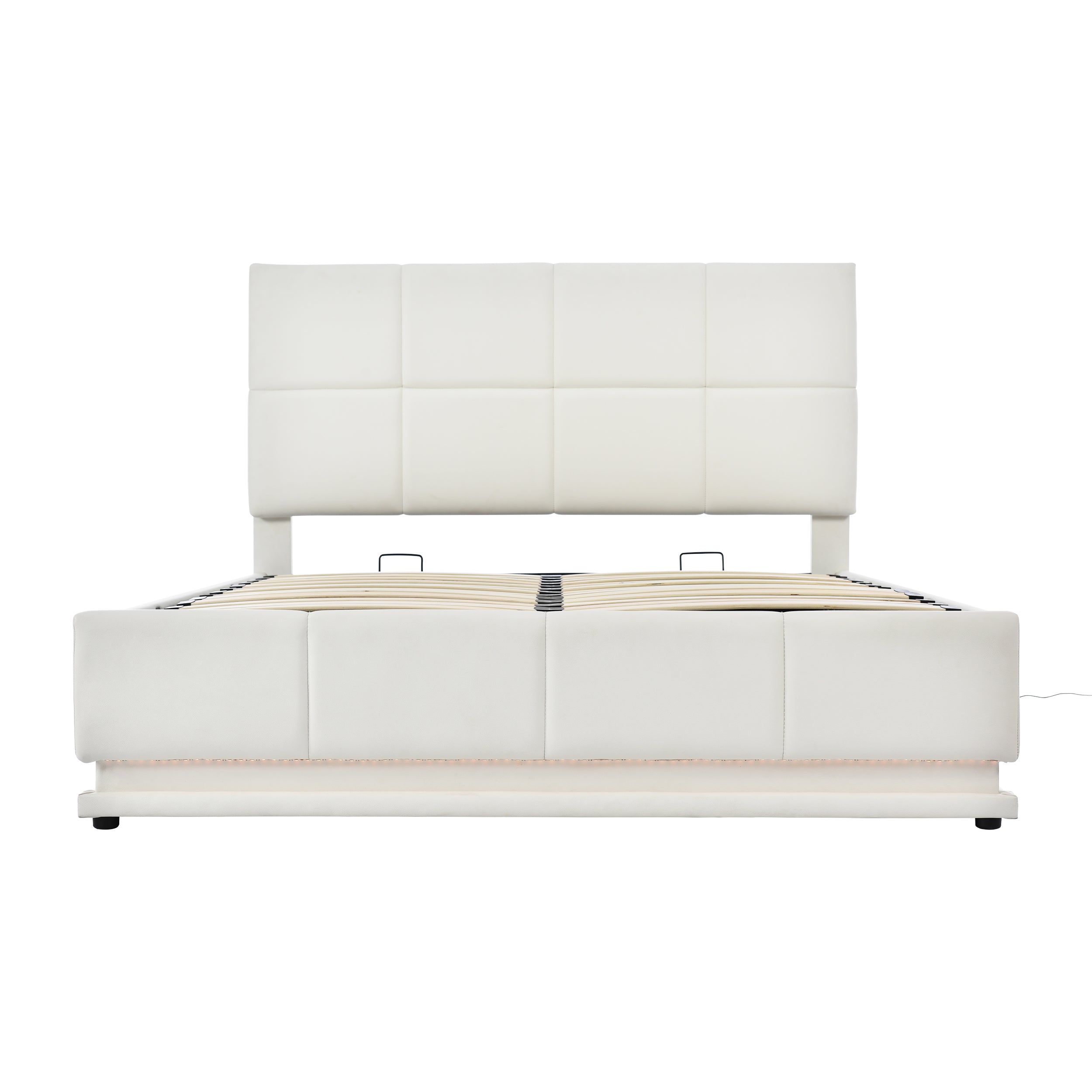 Logidon gestoffeerd bed 140x200 cm wit met LED-verlichting en bedstee