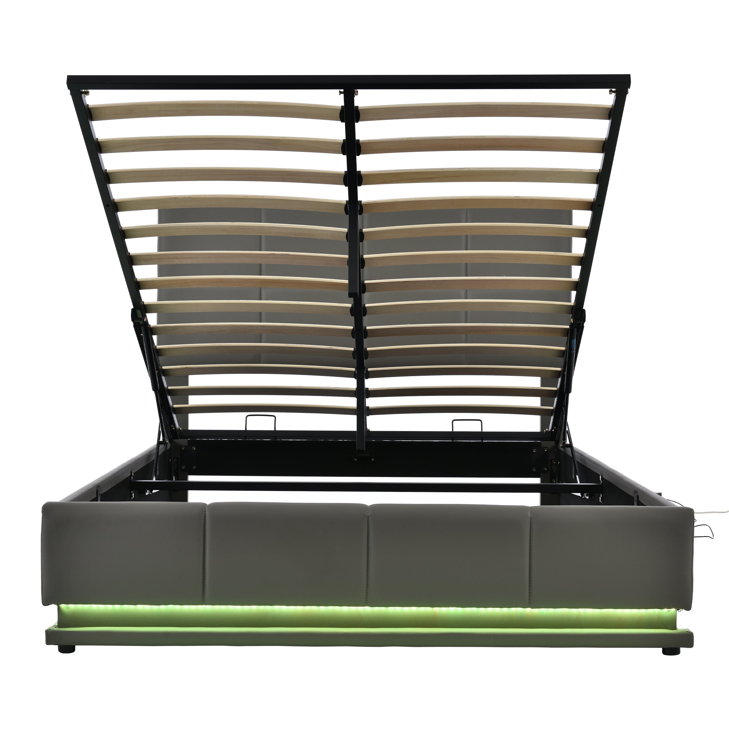 Logidon upholstered bed 140x200 gray with LED lighting bed storage space