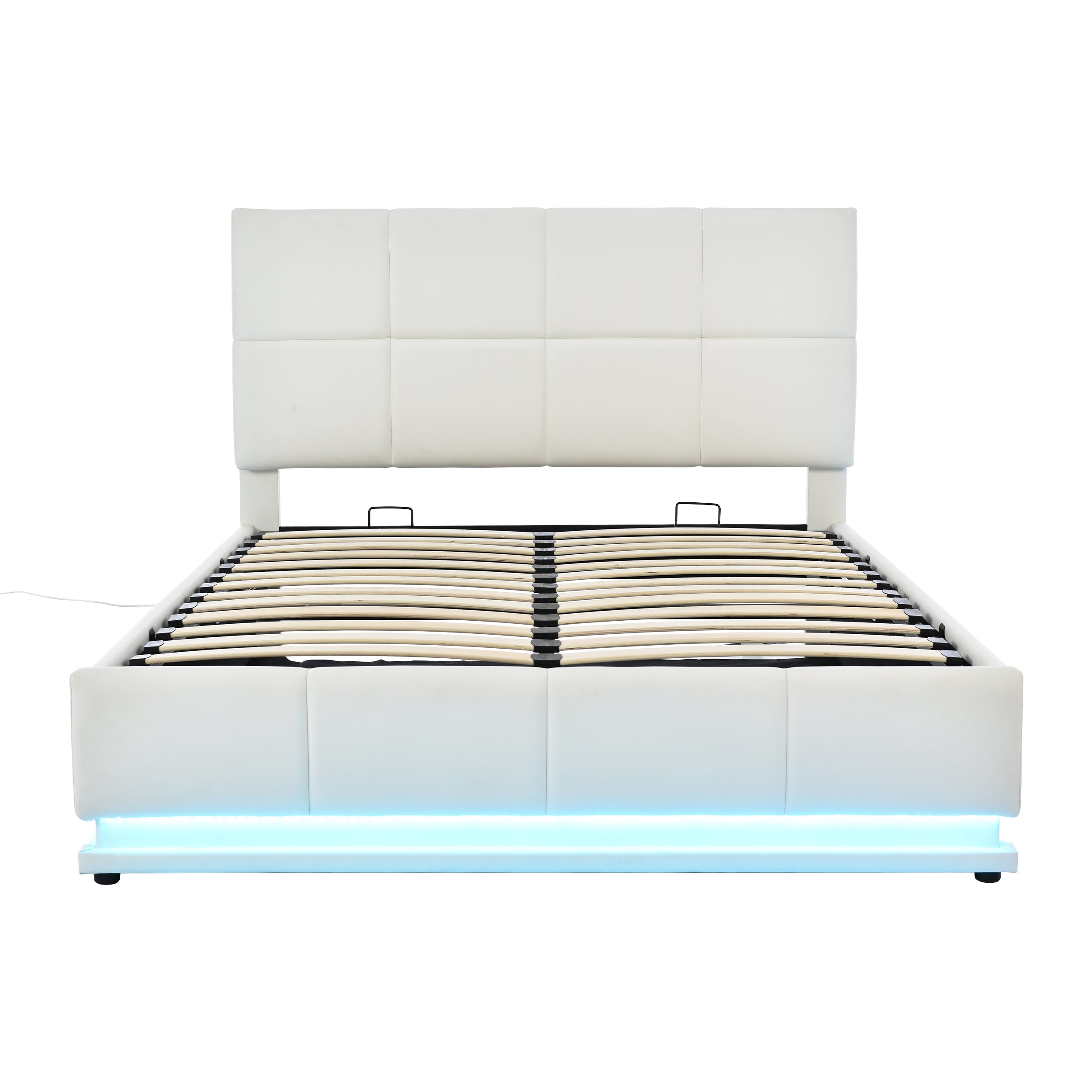 Logidon gestoffeerd bed 140x200 cm wit met LED-verlichting en bedstee