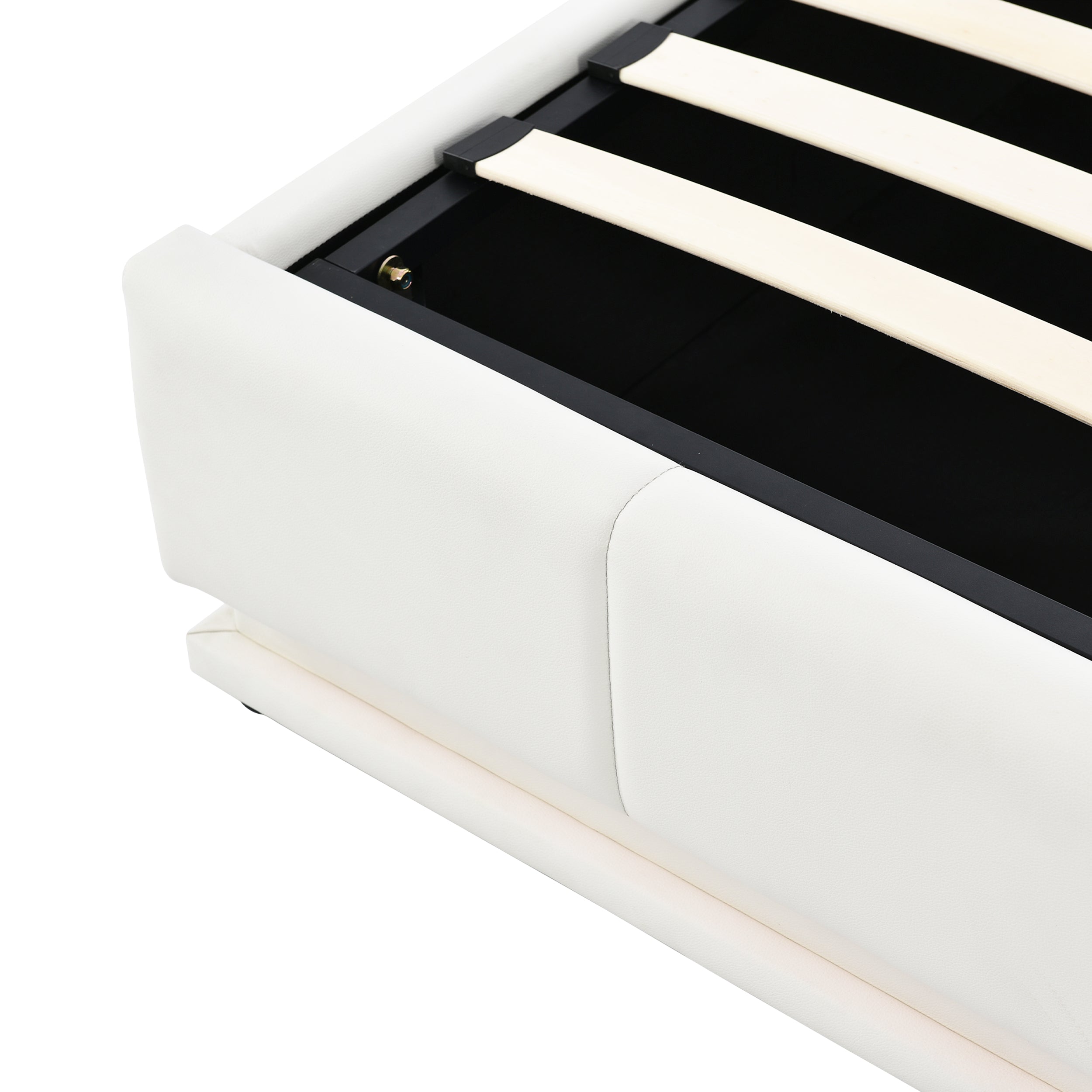 Logidon gestoffeerd bed 140x200 cm wit met LED-verlichting en bedstee