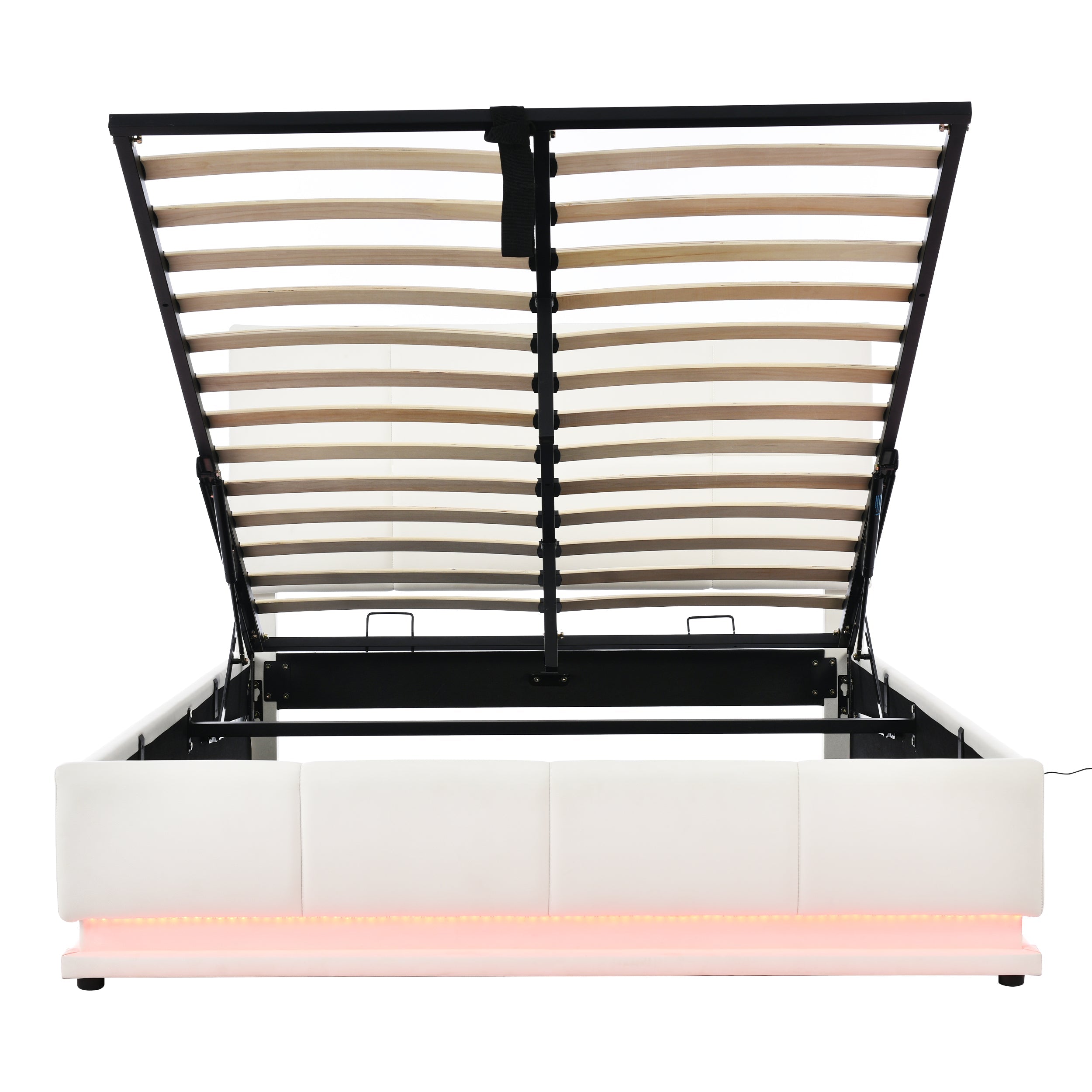 Logidon gestoffeerd bed 140x200 cm wit met LED-verlichting en bedstee