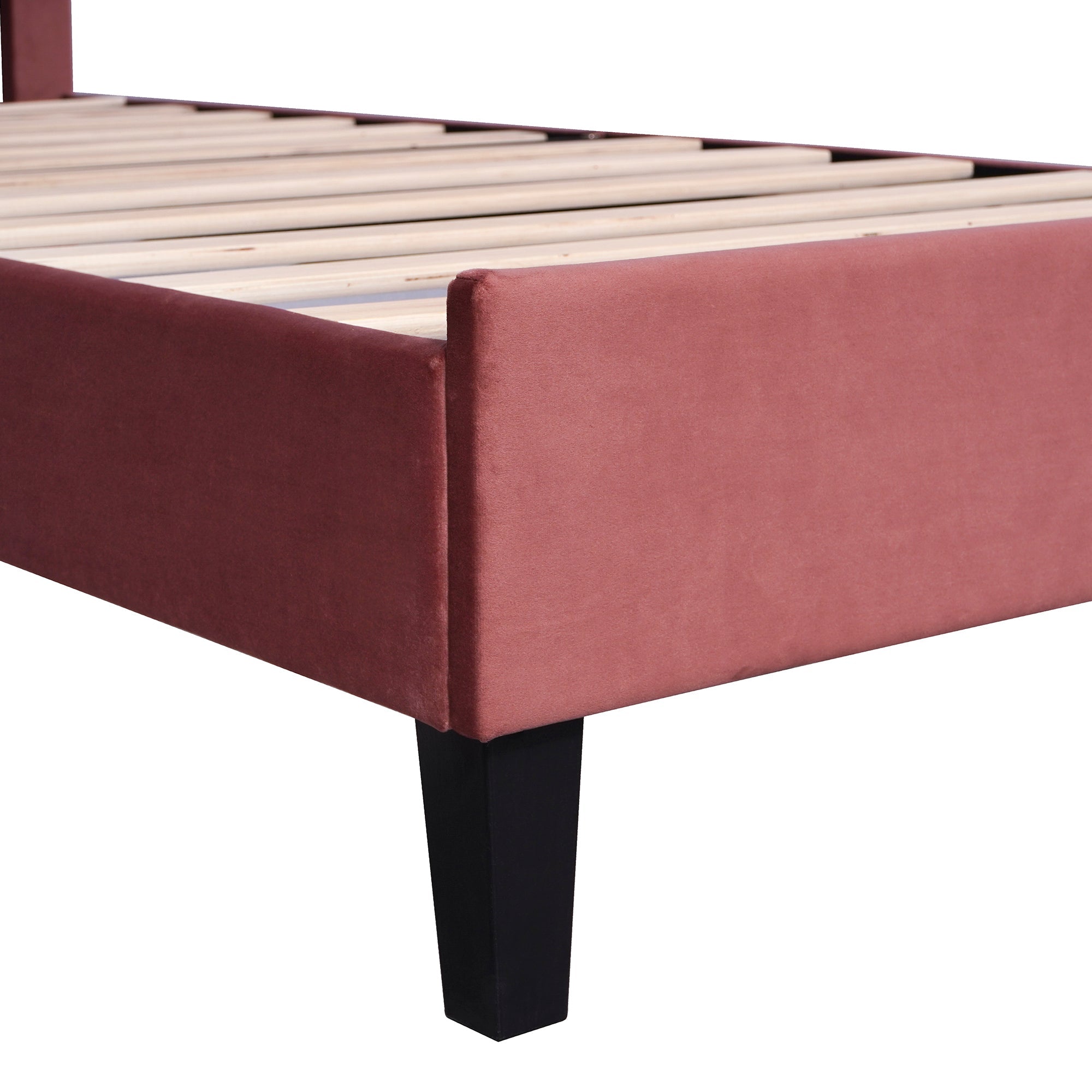Logidon gestoffeerd bed 90x200 bonenrood fluwelen hoofdeinde bloemvorm