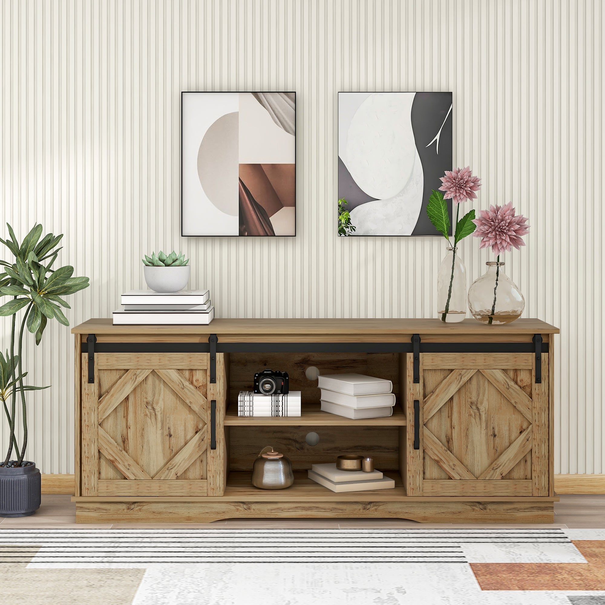 Logidon TV-meubel Groot Bruin 150 x 40 x 60 cm met 2 Schuifdeuren