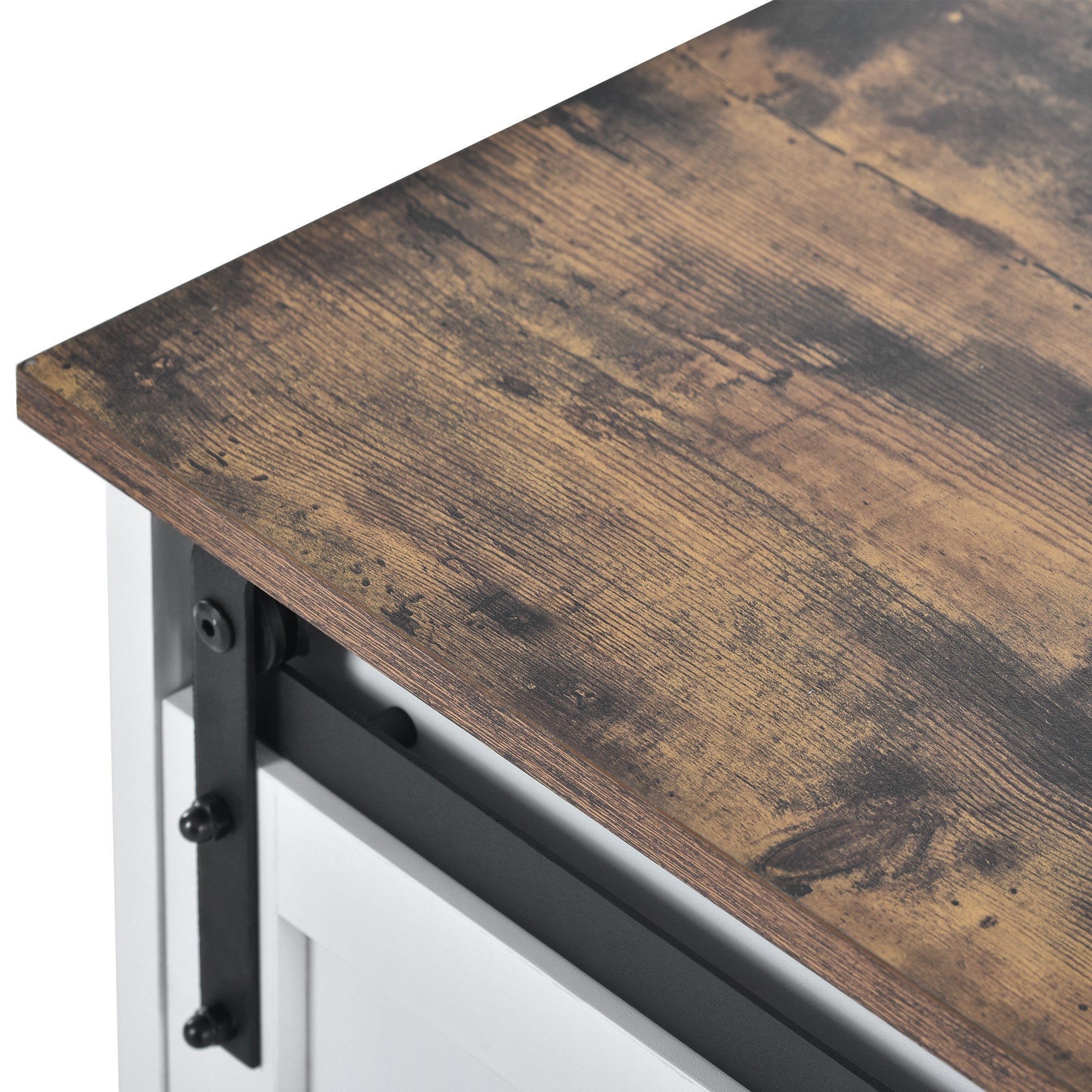 Logidon Large TV Cabinet Brown-White With Sliding Doors 150×40×60 cm
