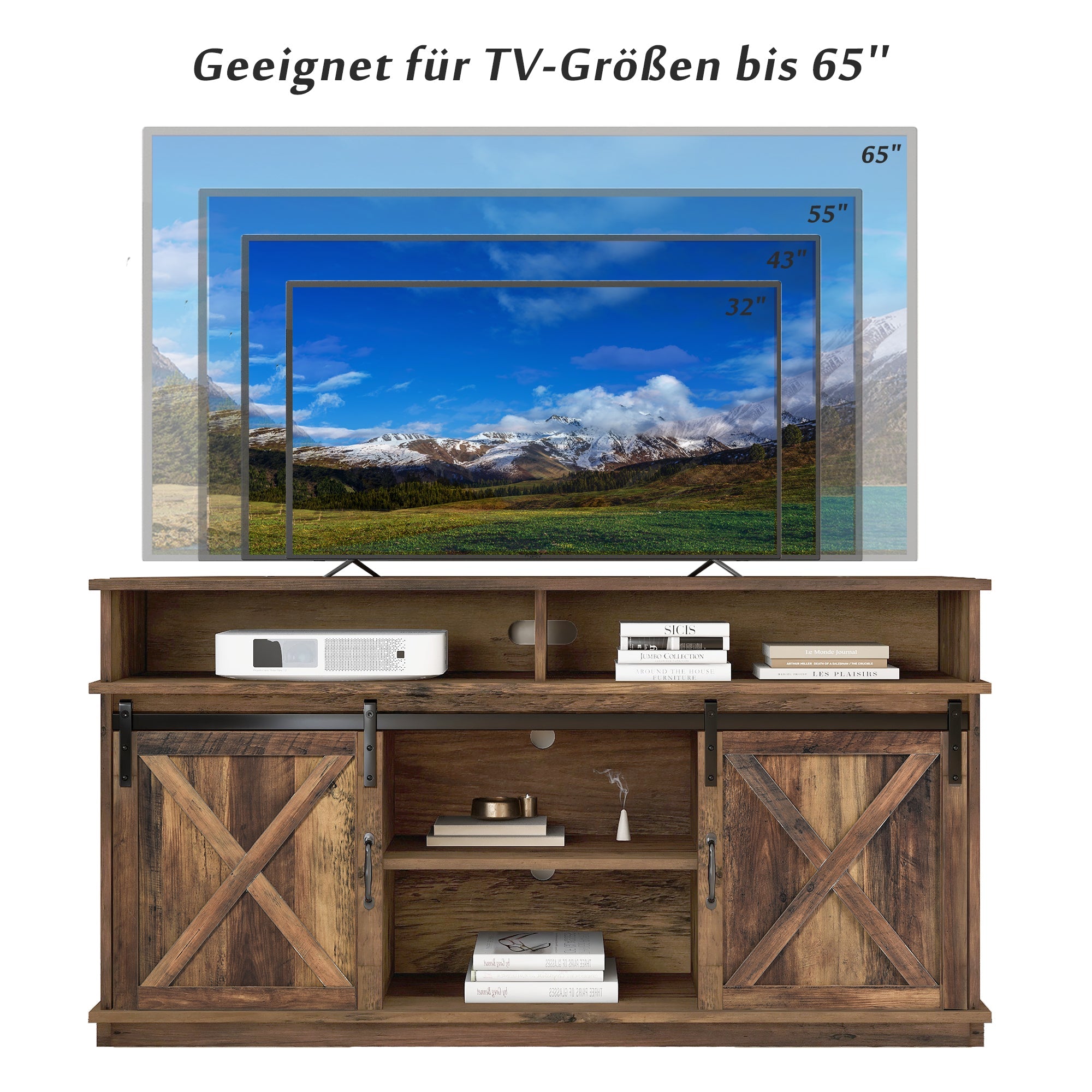 Logidon Large TV Cabinet Brown Adjustable Shelves 148x40x78 cm