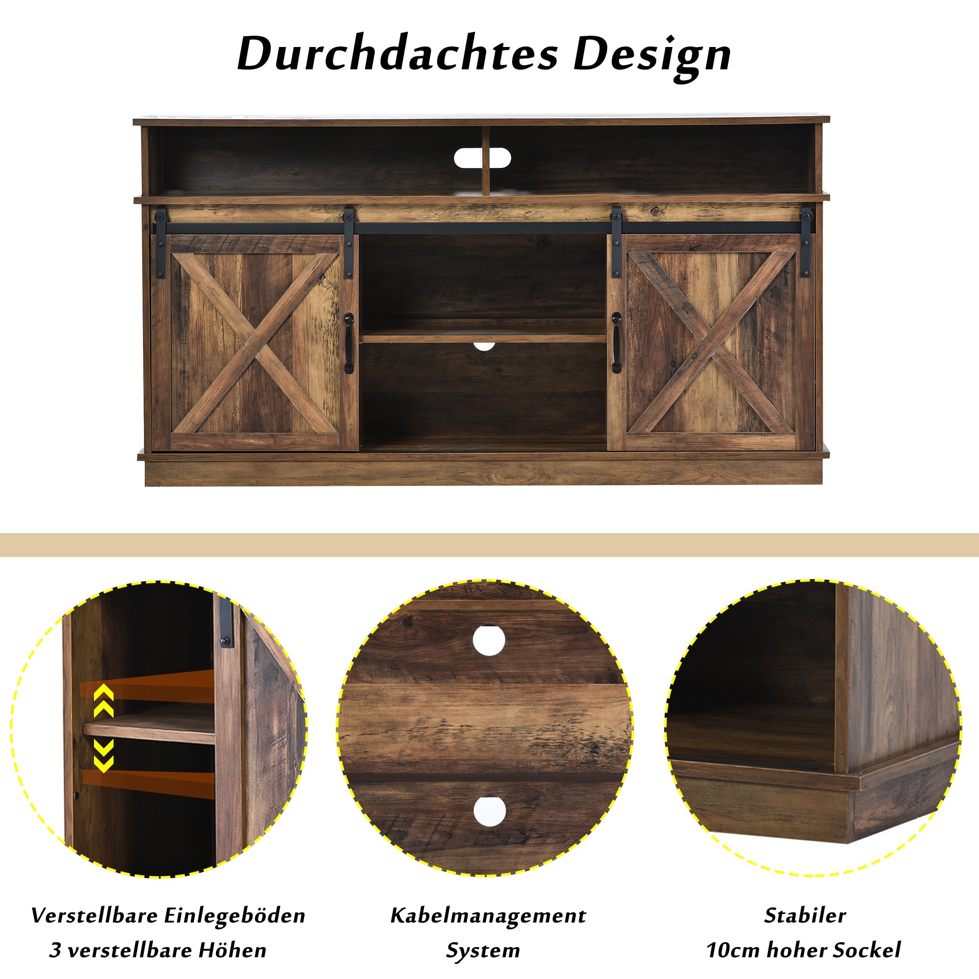 Logidon Large TV Cabinet Brown Adjustable Shelves 148x40x78 cm