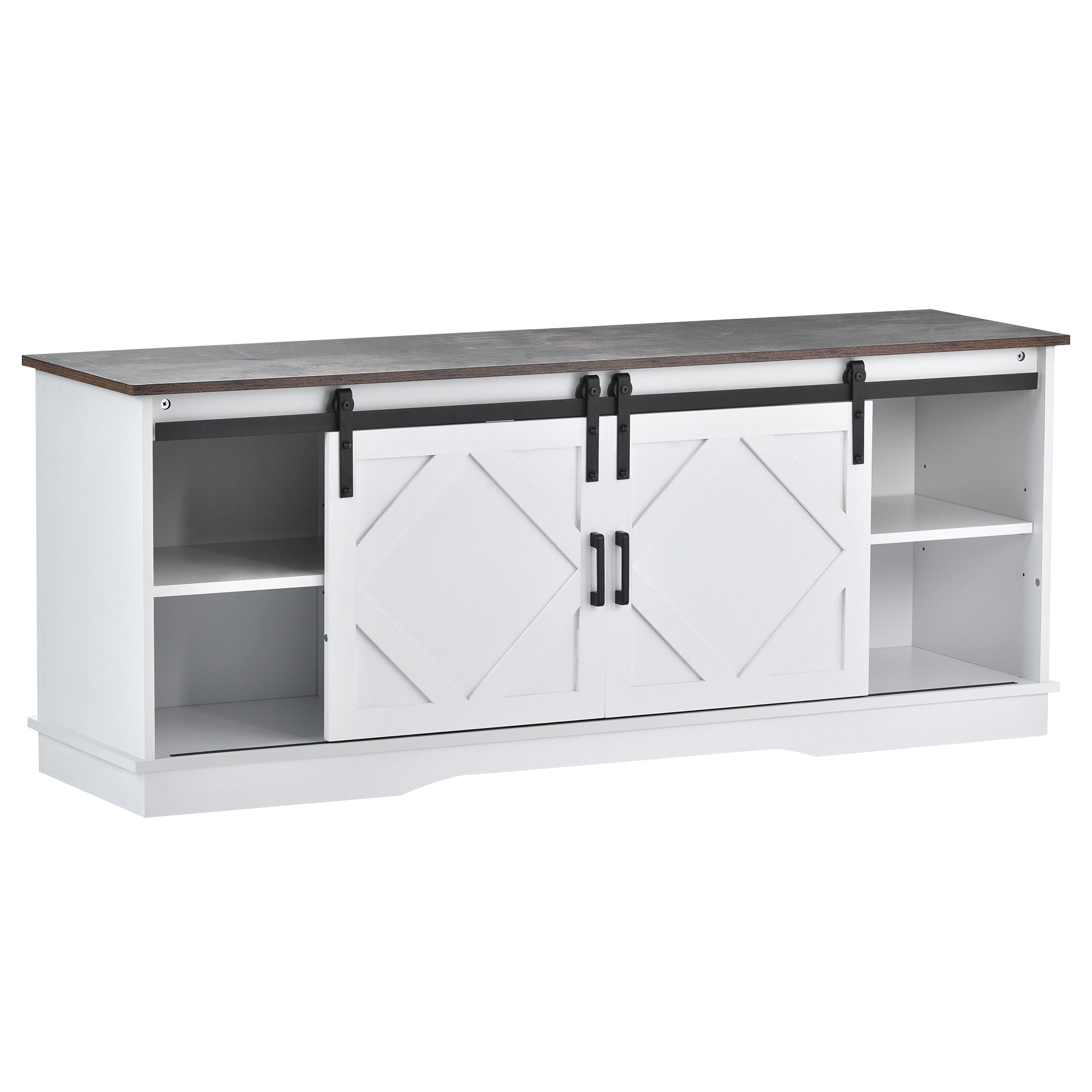 Logidon Large TV Cabinet Brown-White With Sliding Doors 150×40×60 cm