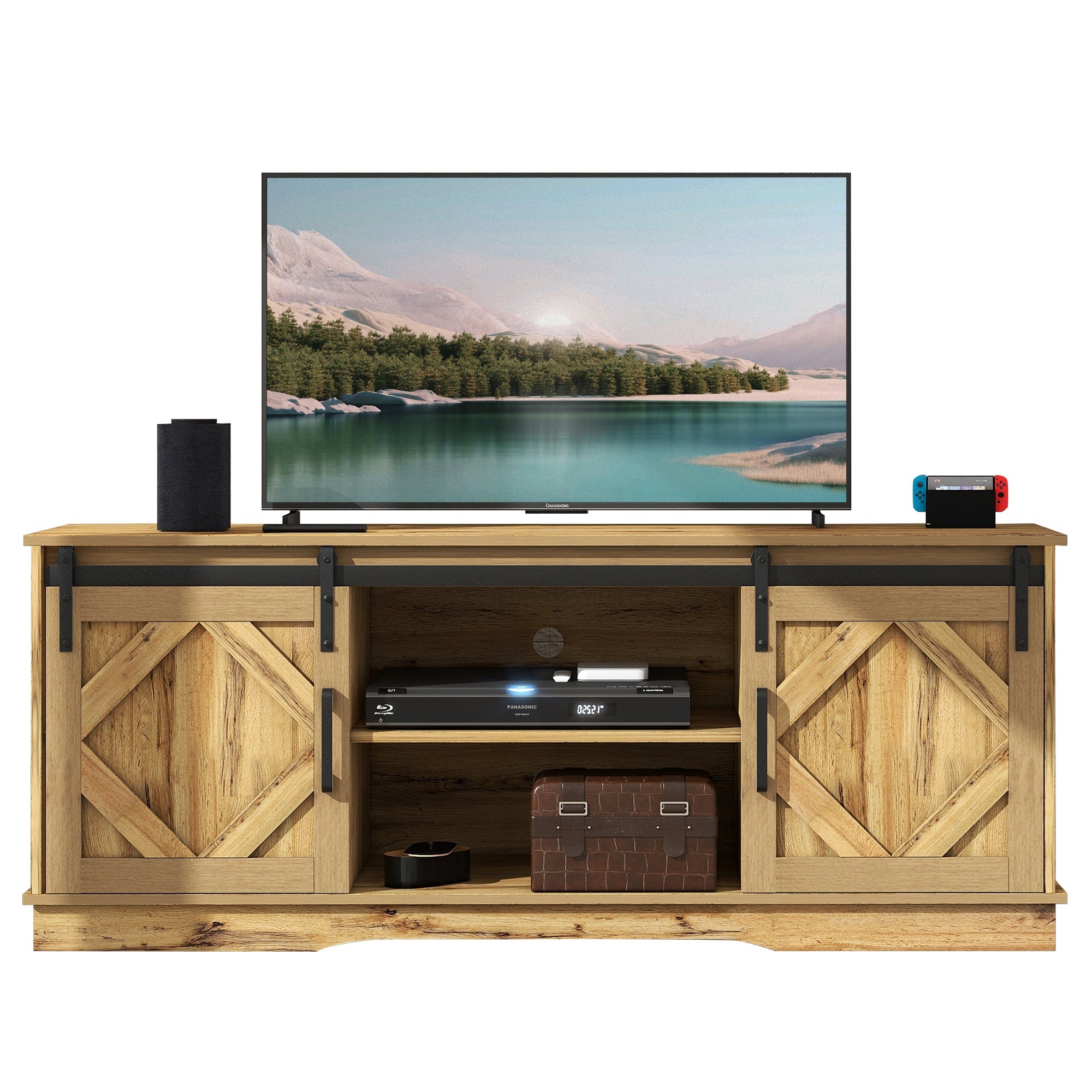 Logidon TV-meubel Groot Bruin 150 x 40 x 60 cm met 2 Schuifdeuren