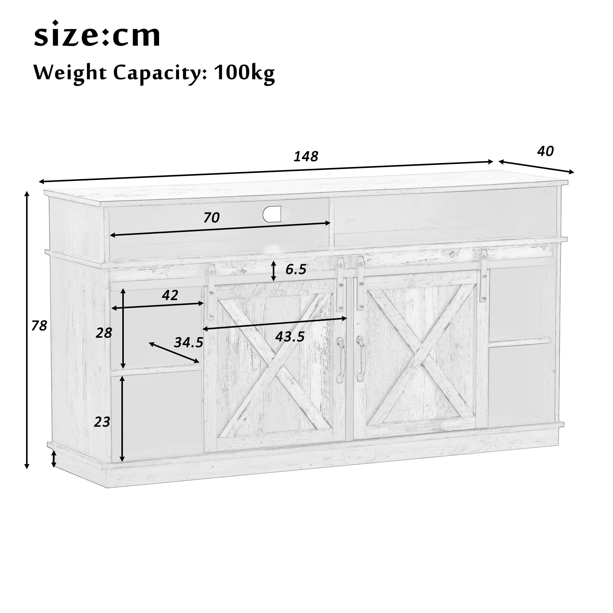 Logidon Groot TV-meubel Bruin Verstelbare Planken 148x40x78 cm
