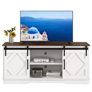 Logidon Large TV Cabinet Brown-White With Sliding Doors 150×40×60 cm