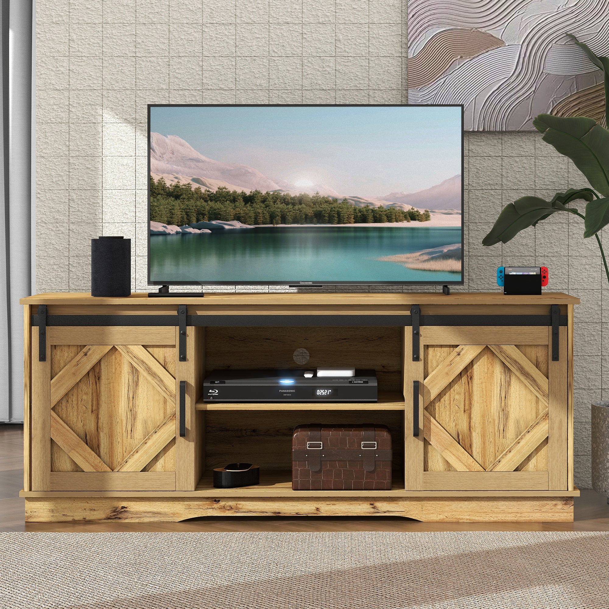 Logidon TV-meubel Groot Bruin 150 x 40 x 60 cm met 2 Schuifdeuren