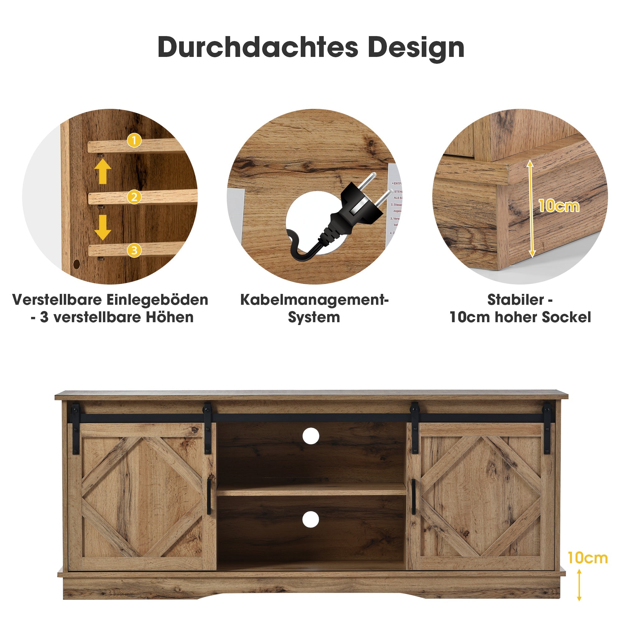 Logidon TV-meubel Groot Bruin 150 x 40 x 60 cm met 2 Schuifdeuren