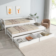 Logidon Daybed Wit Schuifbed met Wielen 2 Laden 200x90/190x90
