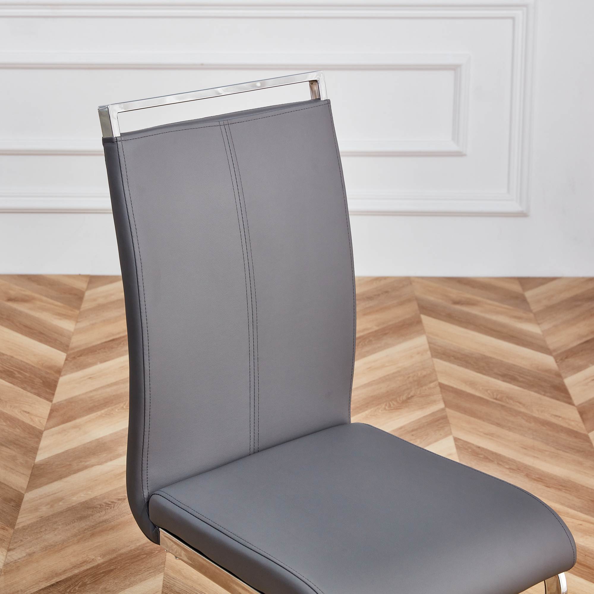 Logidon cantilever chairs set of 4 gray faux leather chrome frame