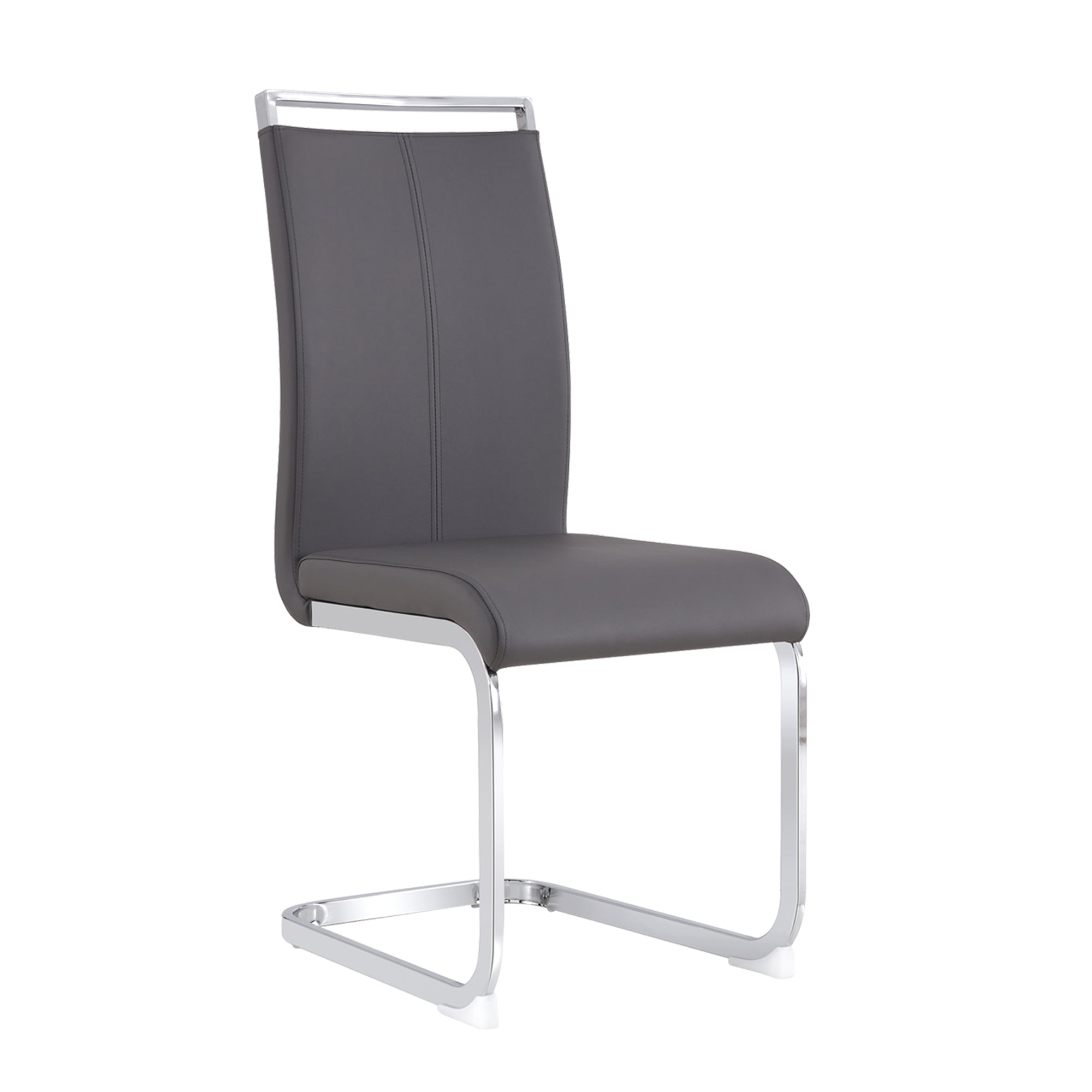 Logidon cantilever chairs set of 4 gray faux leather chrome frame