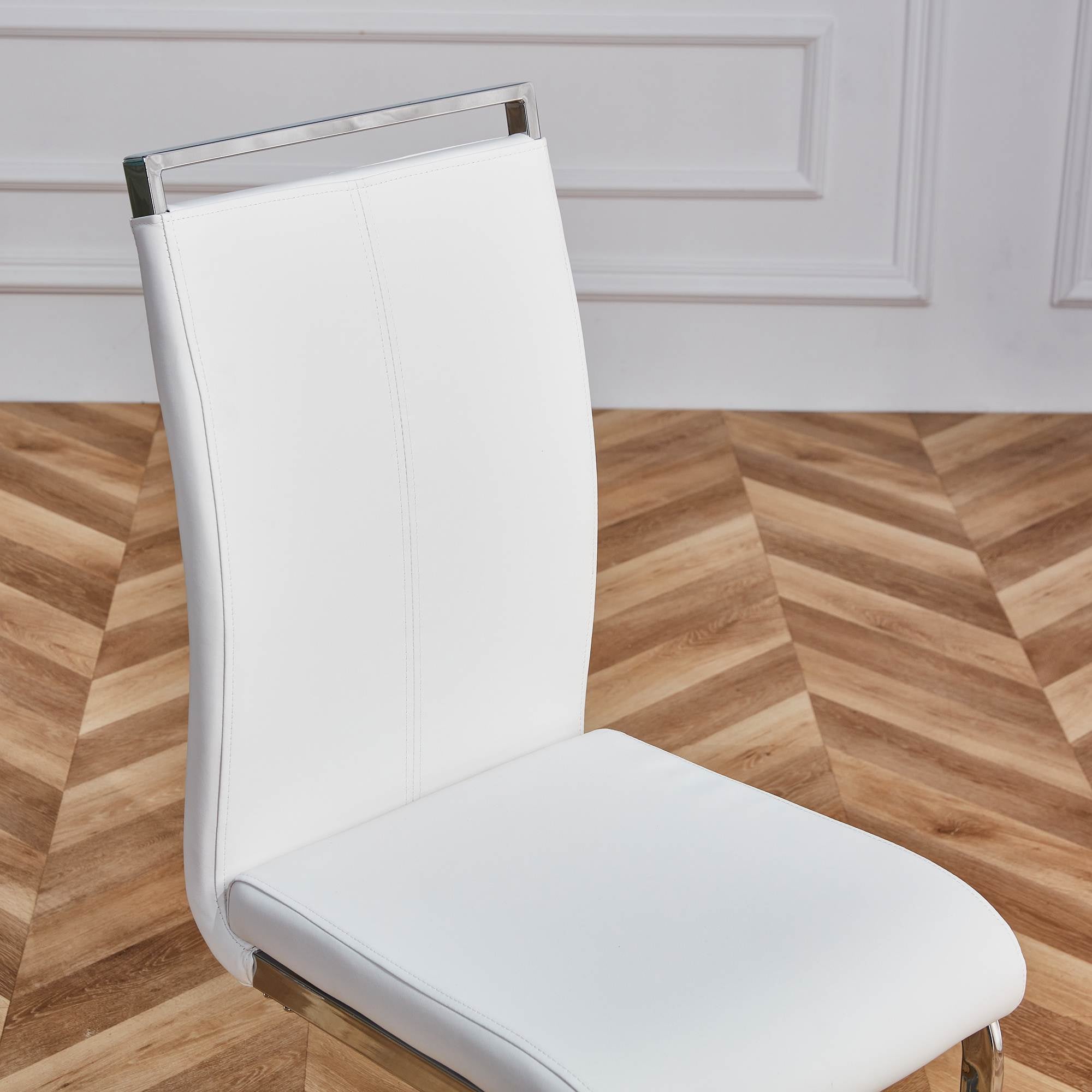 Logidon cantilever chair set white faux leather chrome-plated, 120 kg