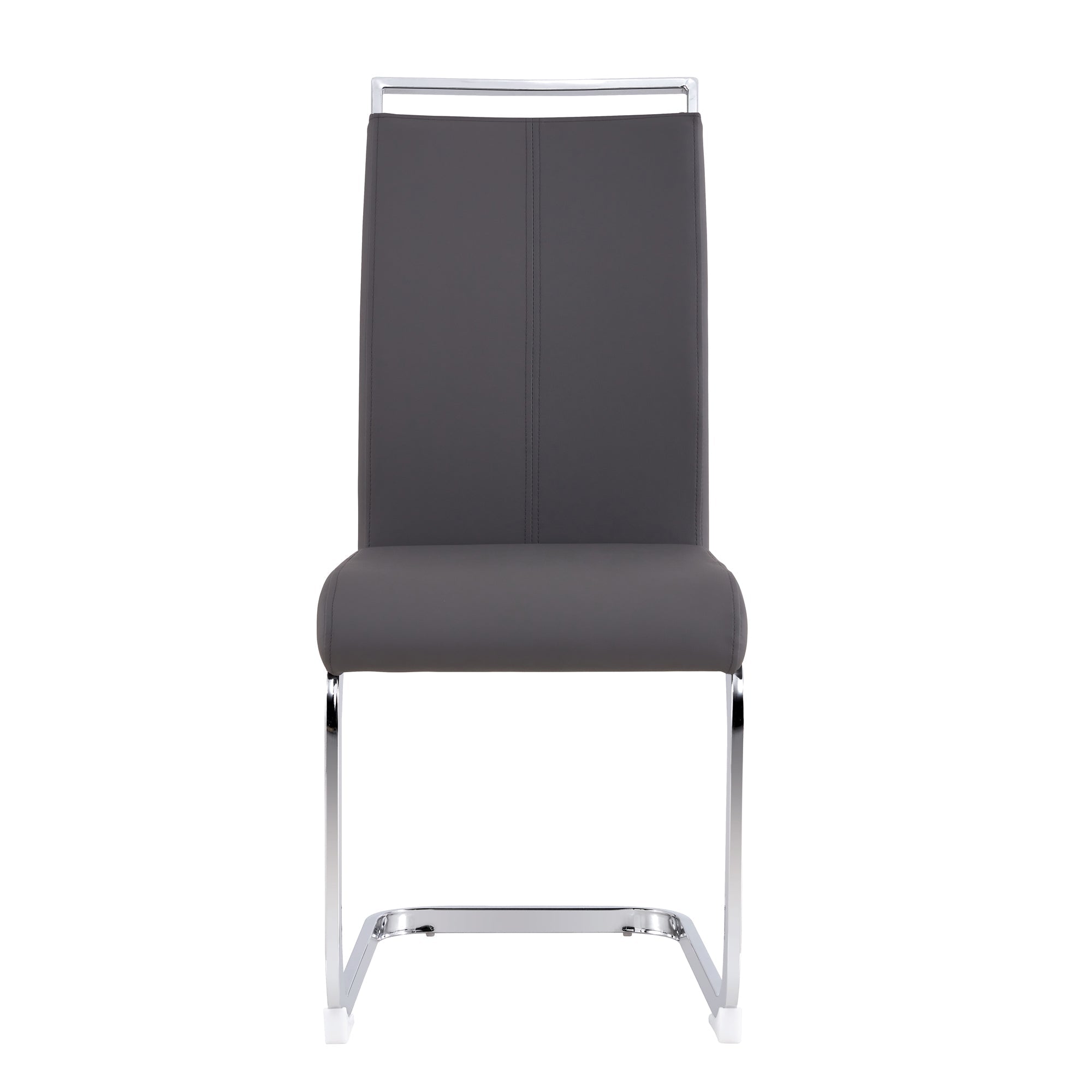 Logidon cantilever chairs set of 4 gray faux leather chrome frame