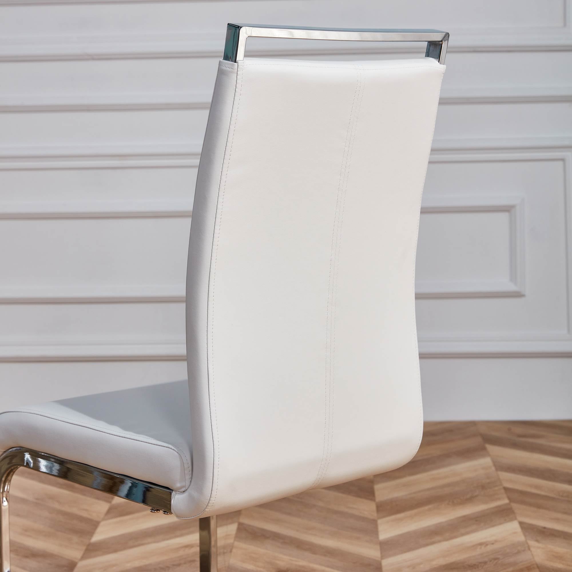 Logidon cantilever chair set white faux leather chrome-plated, 120 kg