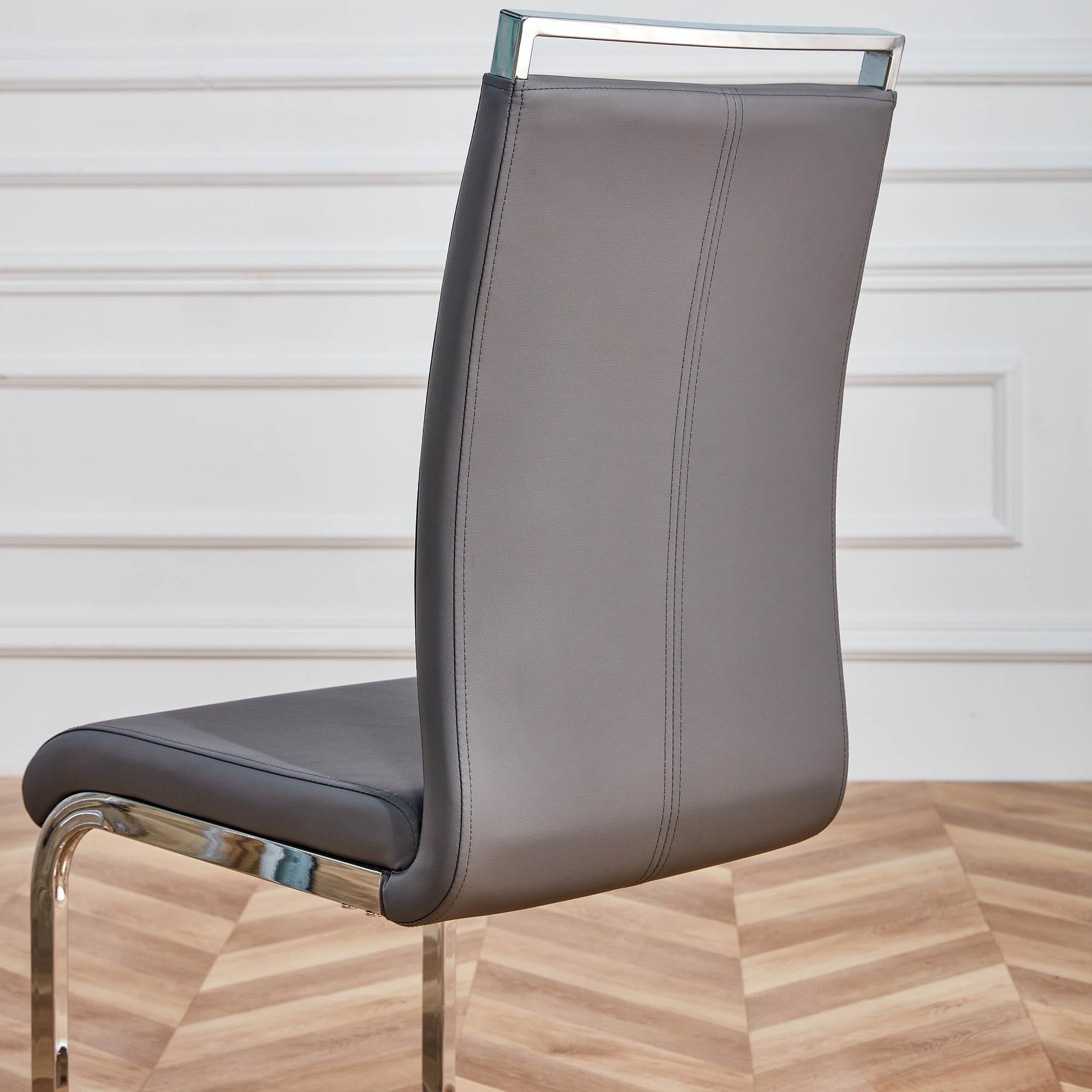 Logidon cantilever chairs set of 4 gray faux leather chrome frame