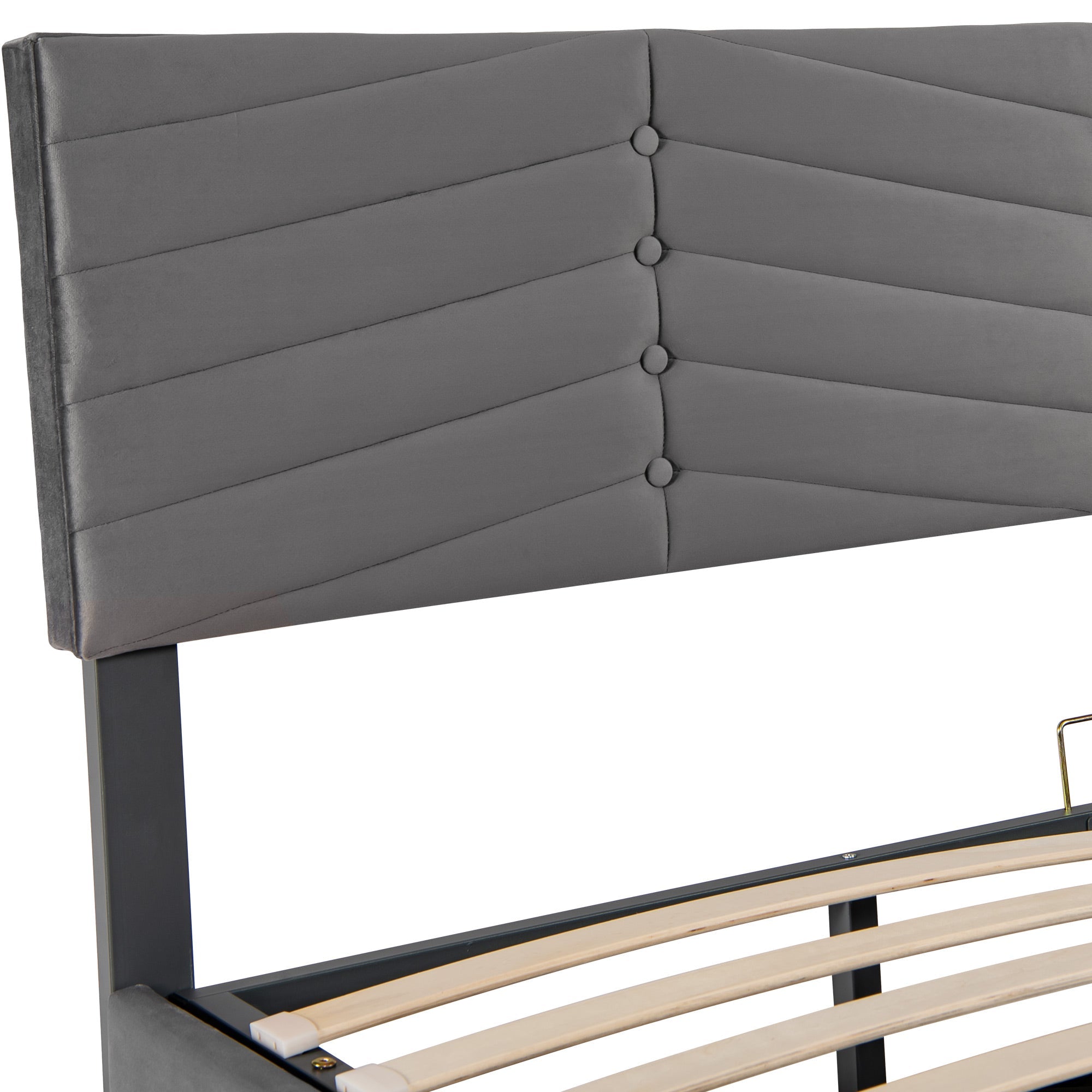 Logidon upholstered bed 160x200 gray velvet headboard adjustable
