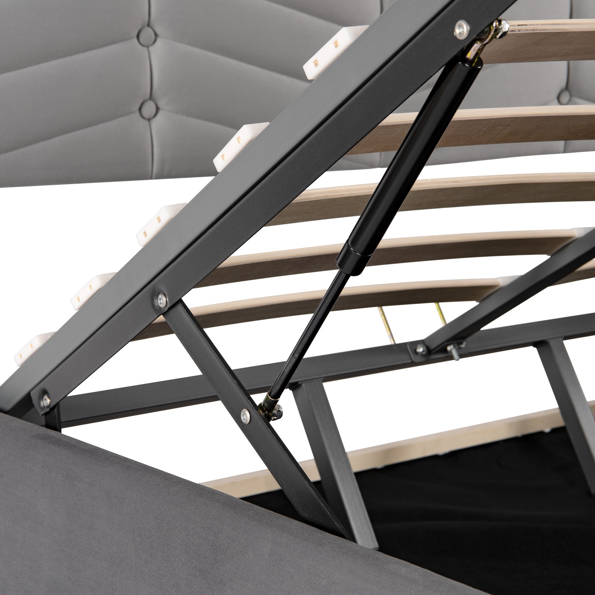 Logidon gestoffeerd bed tweepersoonsbed grijs fluweel Continental 140x190 hoofdbord