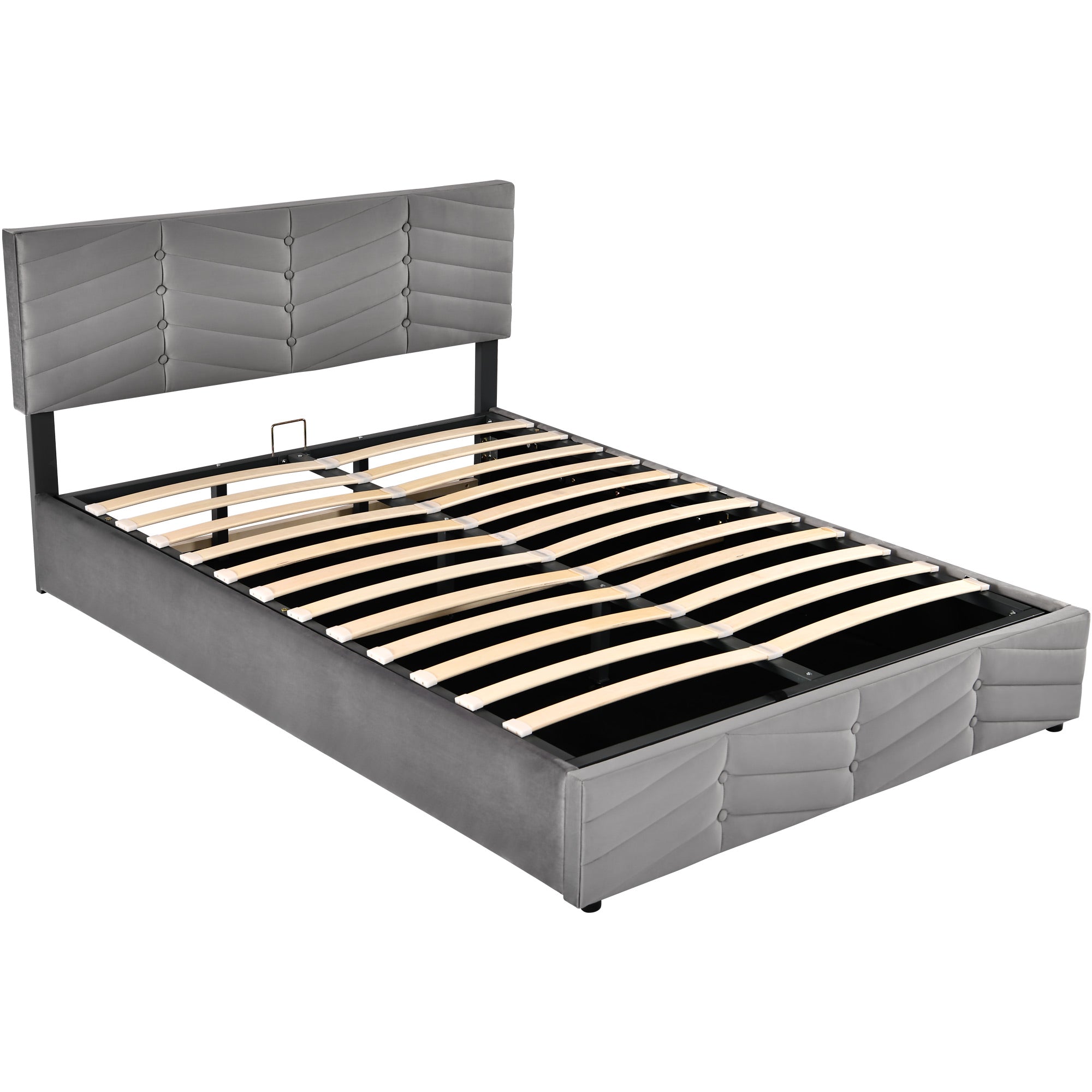 Logidon gestoffeerd bed tweepersoonsbed grijs fluweel Continental 140x190 hoofdbord
