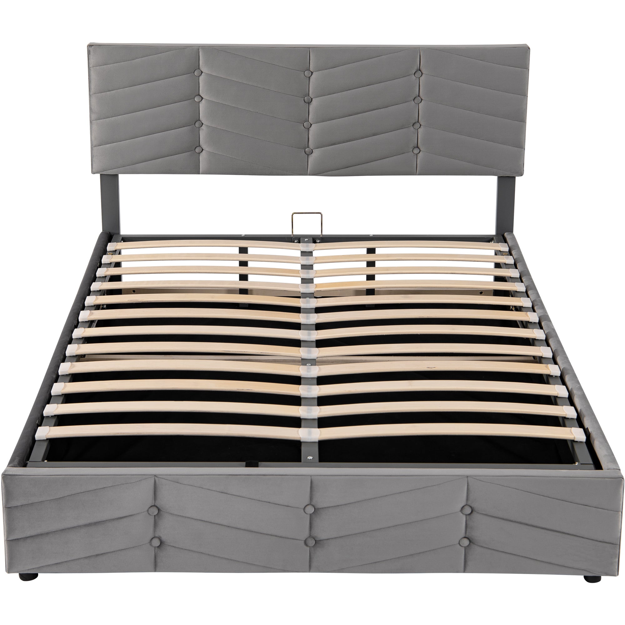 Logidon gestoffeerd bed tweepersoonsbed grijs fluweel Continental 140x190 hoofdbord