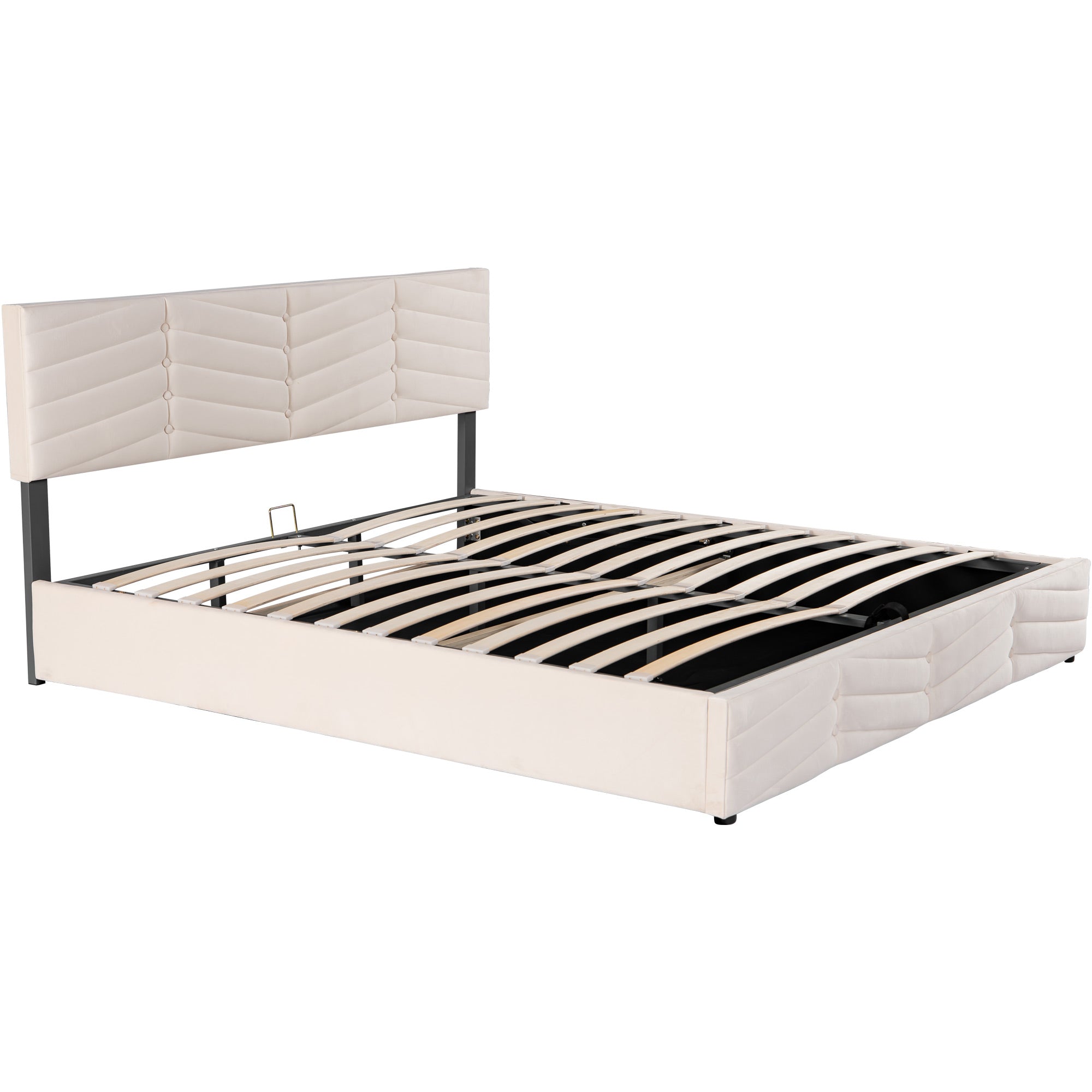 Logidon gestoffeerd bed hydraulisch functioneel bed beige 180x200