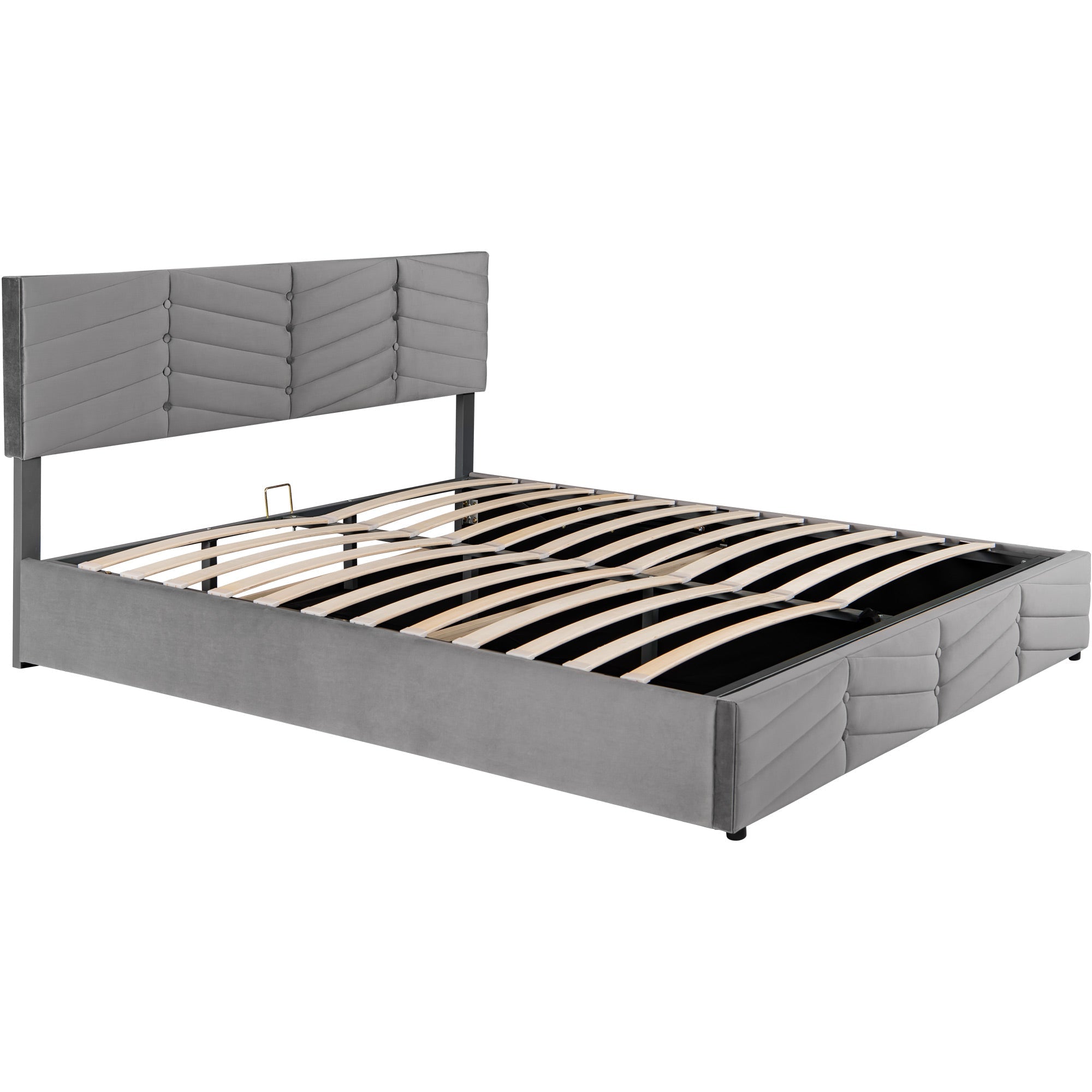 Logidon upholstered bed 180x200 gray velvet height-adjustable headboard