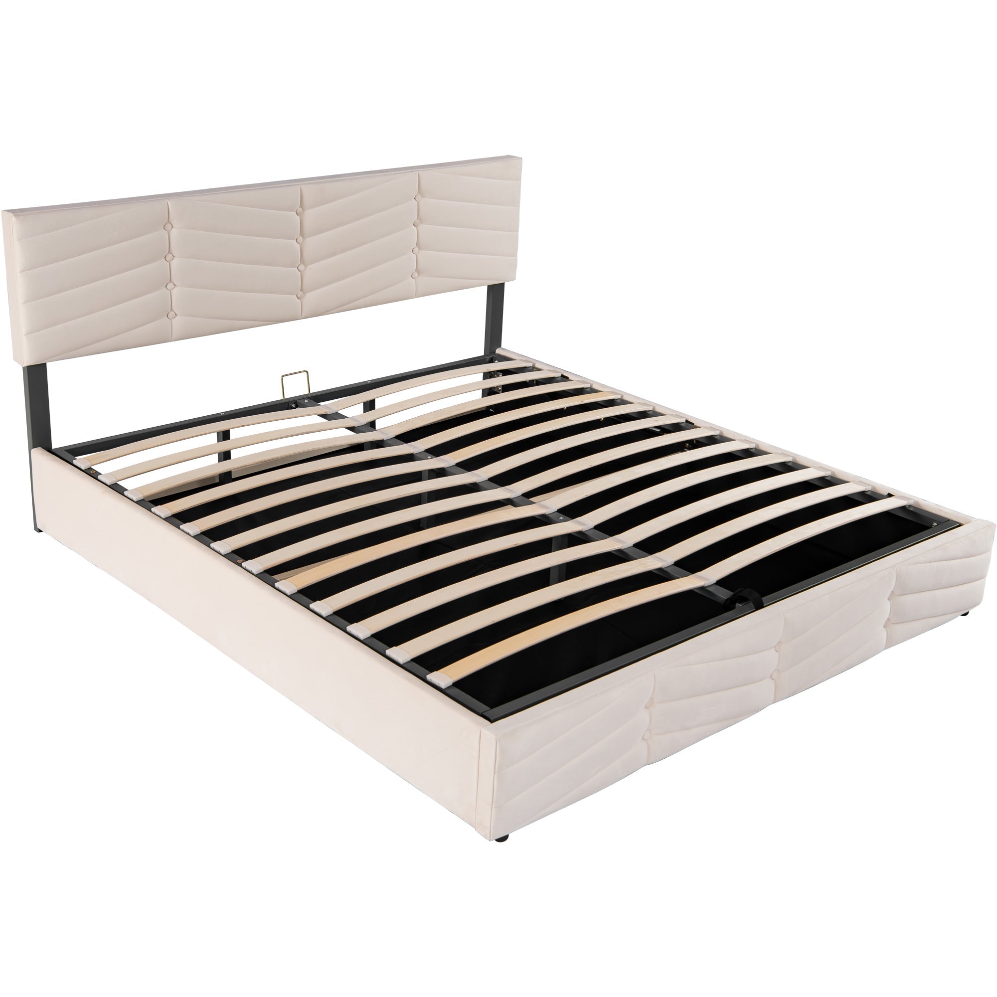 Logidon gestoffeerd bed hydraulisch functioneel bed beige 180x200