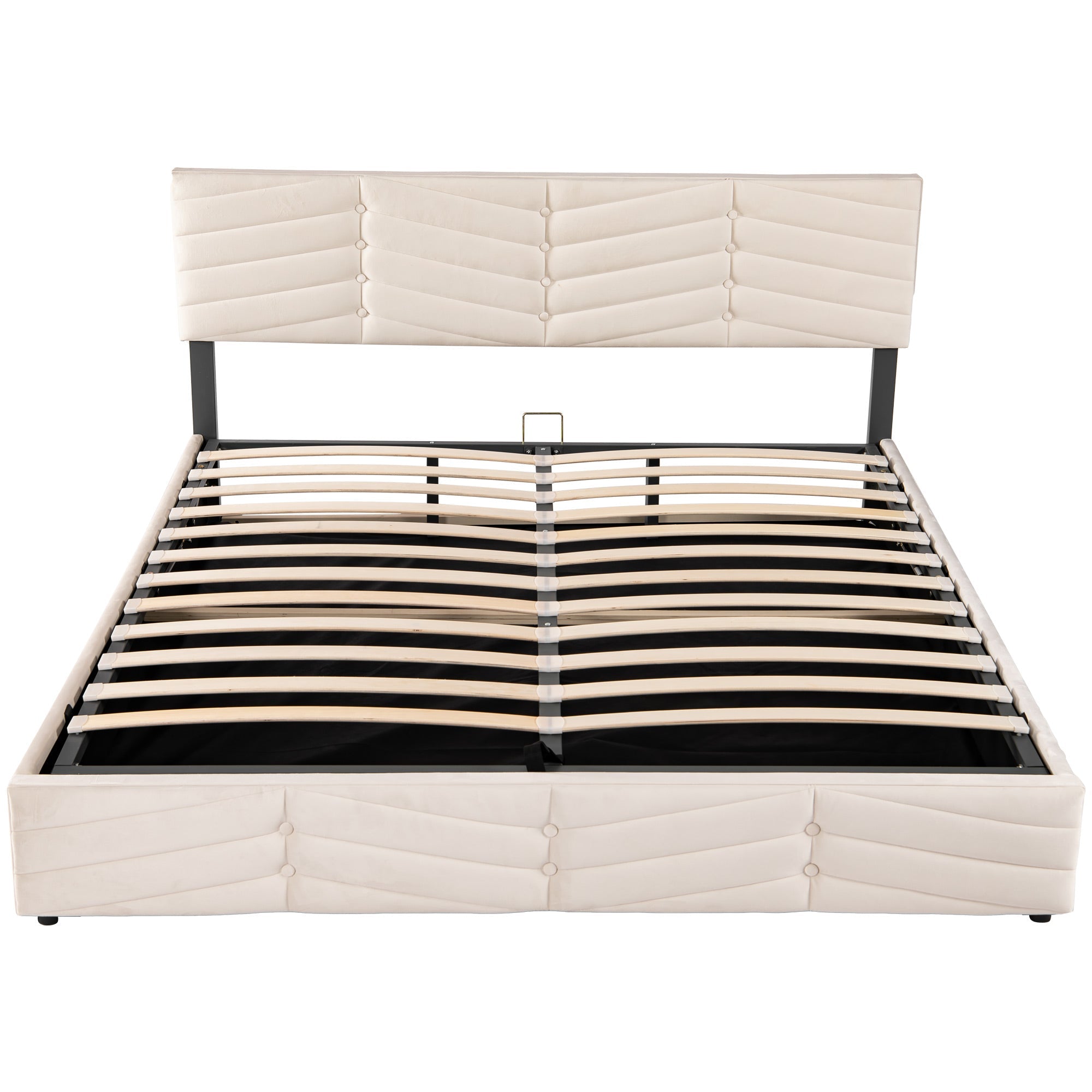 Logidon gestoffeerd bed hydraulisch functioneel bed beige 180x200