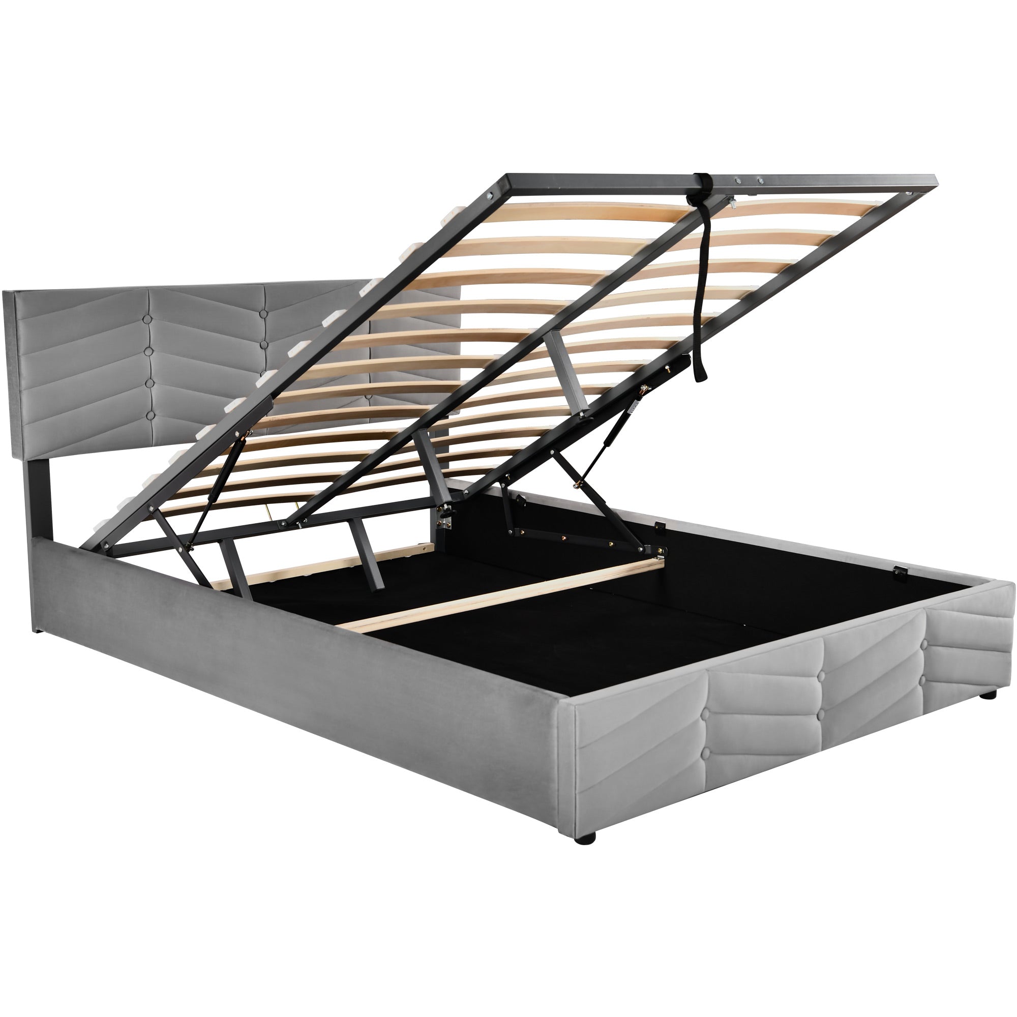 Logidon gestoffeerd bed tweepersoonsbed grijs fluweel Continental 140x190 hoofdbord