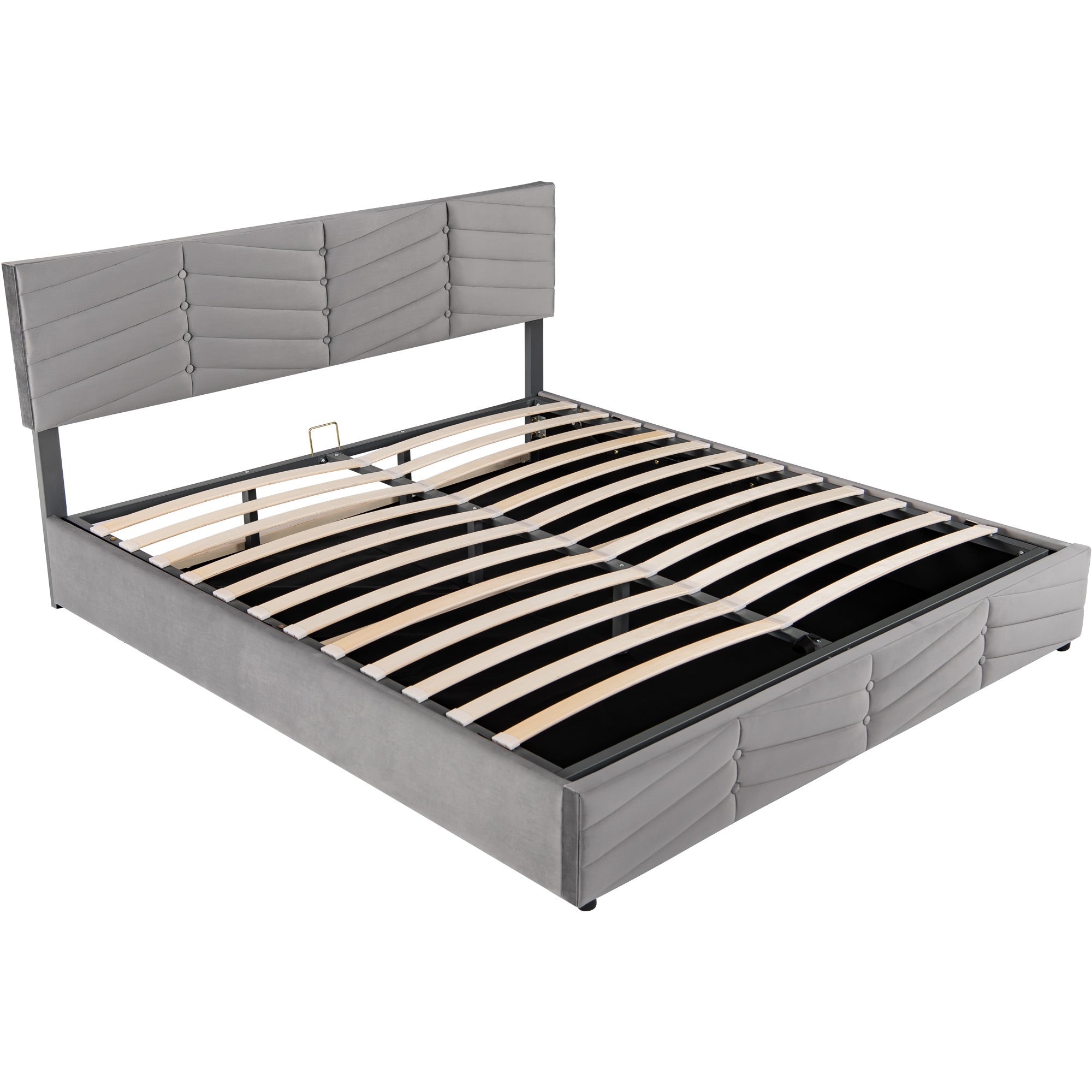 Logidon upholstered bed 160x200 gray velvet headboard adjustable