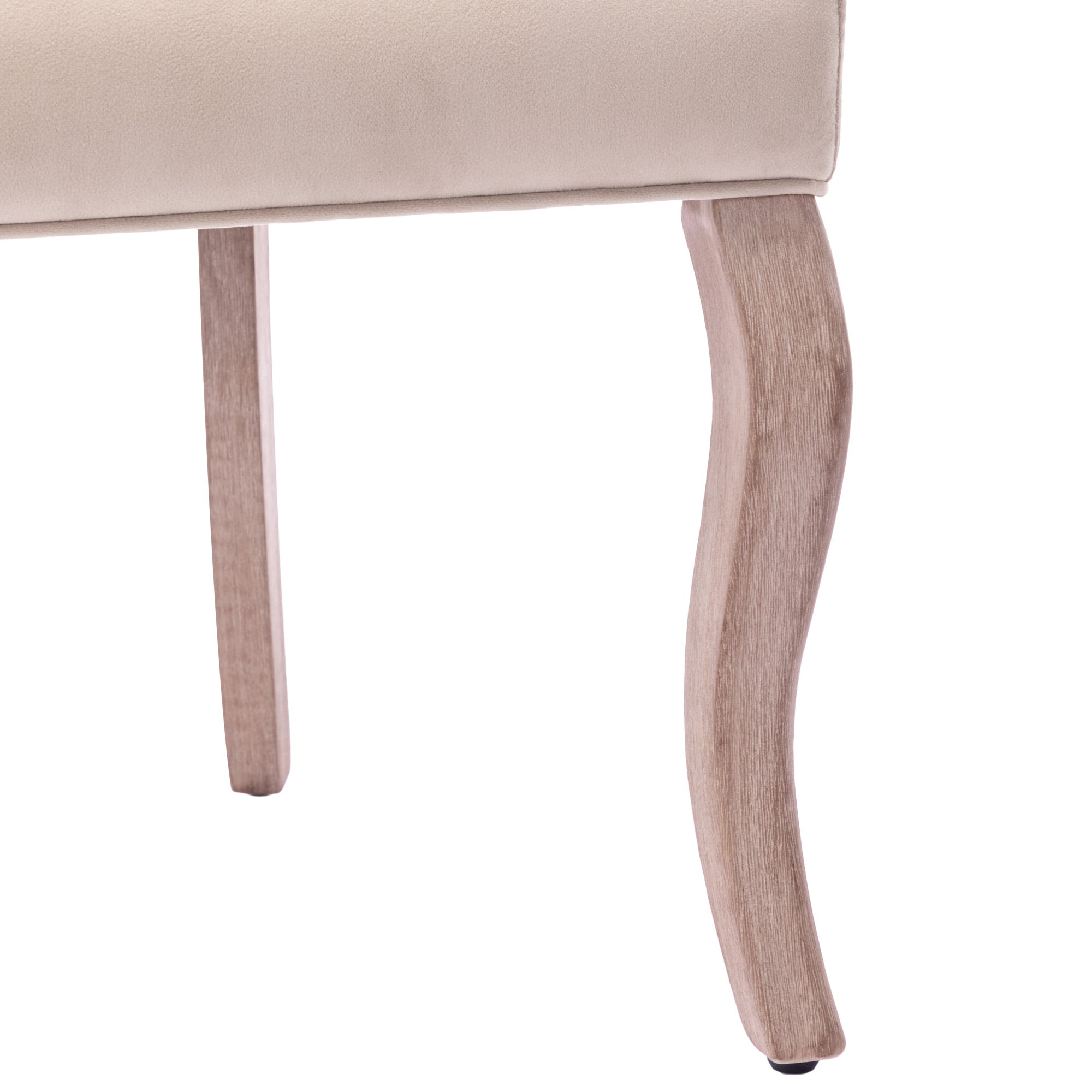Logidon vierpootsstoel beige fluweel met knoopstiksel stijlvol