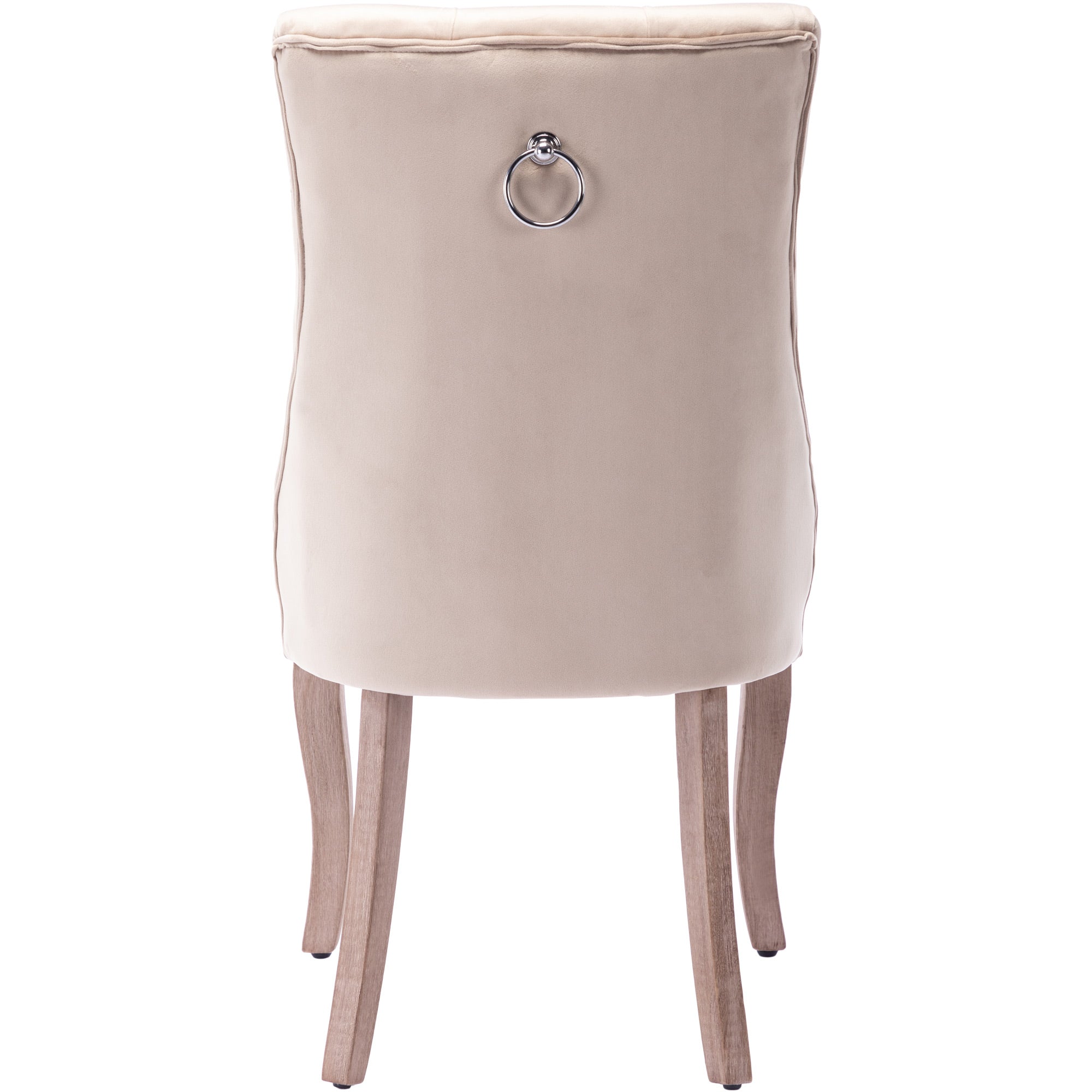 Logidon vierpootsstoel beige fluweel met knoopstiksel stijlvol