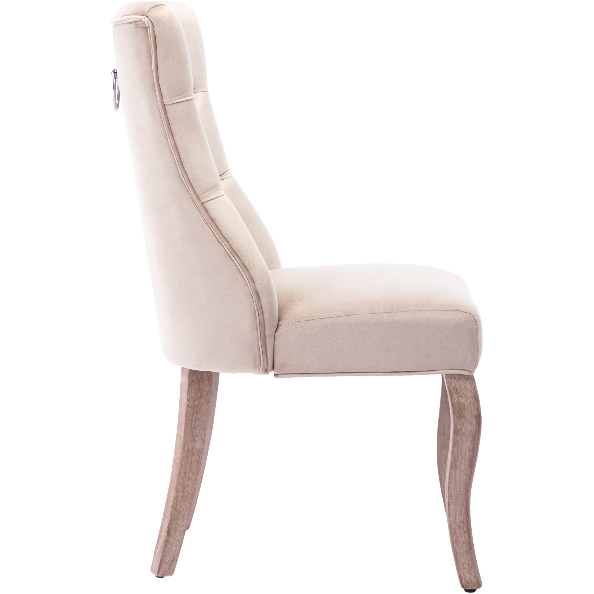 Logidon vierpootsstoel beige fluweel met knoopstiksel stijlvol