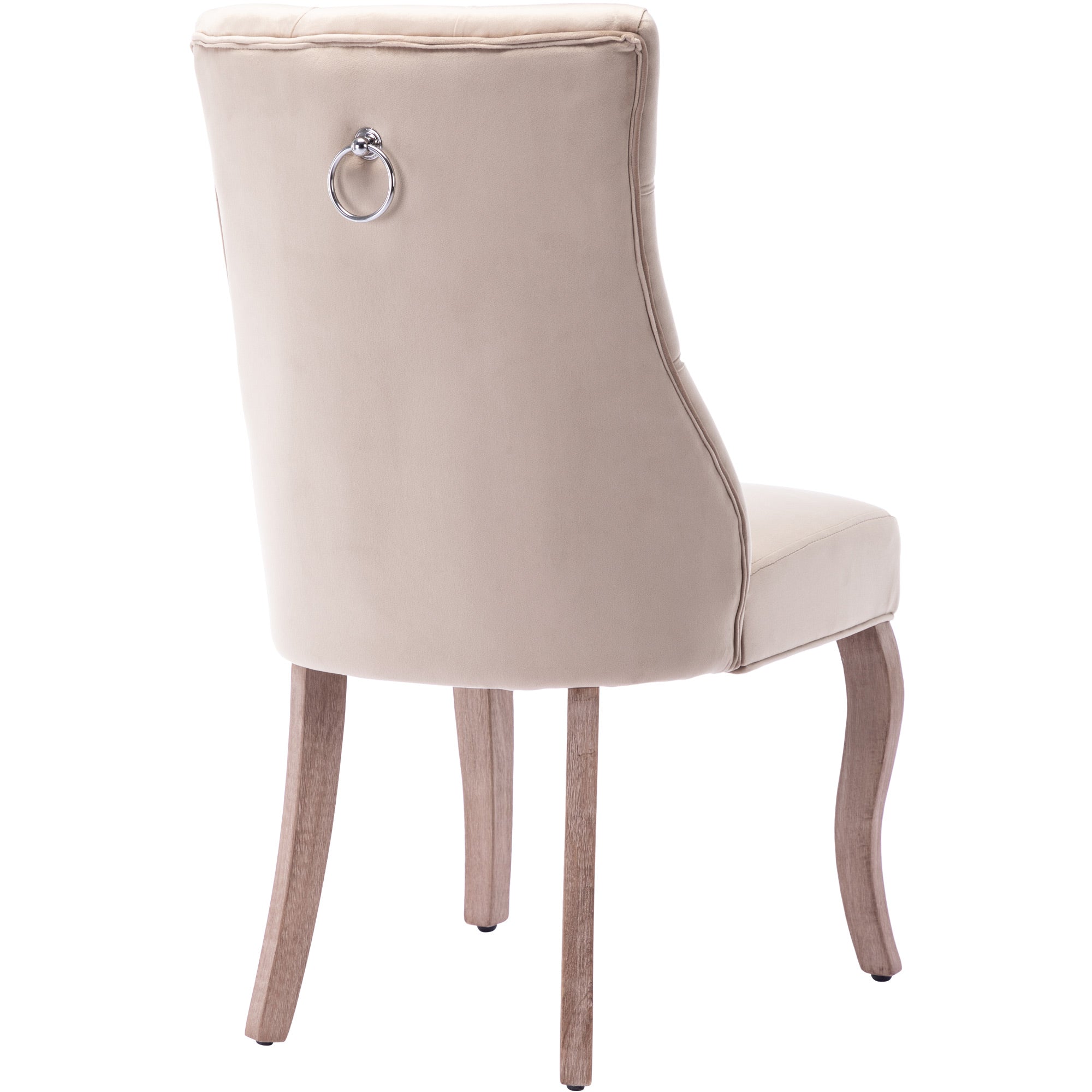 Logidon Velvet Beige 4-legged chair with button quilting and high backrest