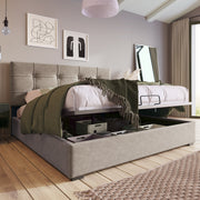 Logidon hydraulisch gestoffeerd bed 140x200 cm, verstelbaar hoofdeinde, lichtgrijs