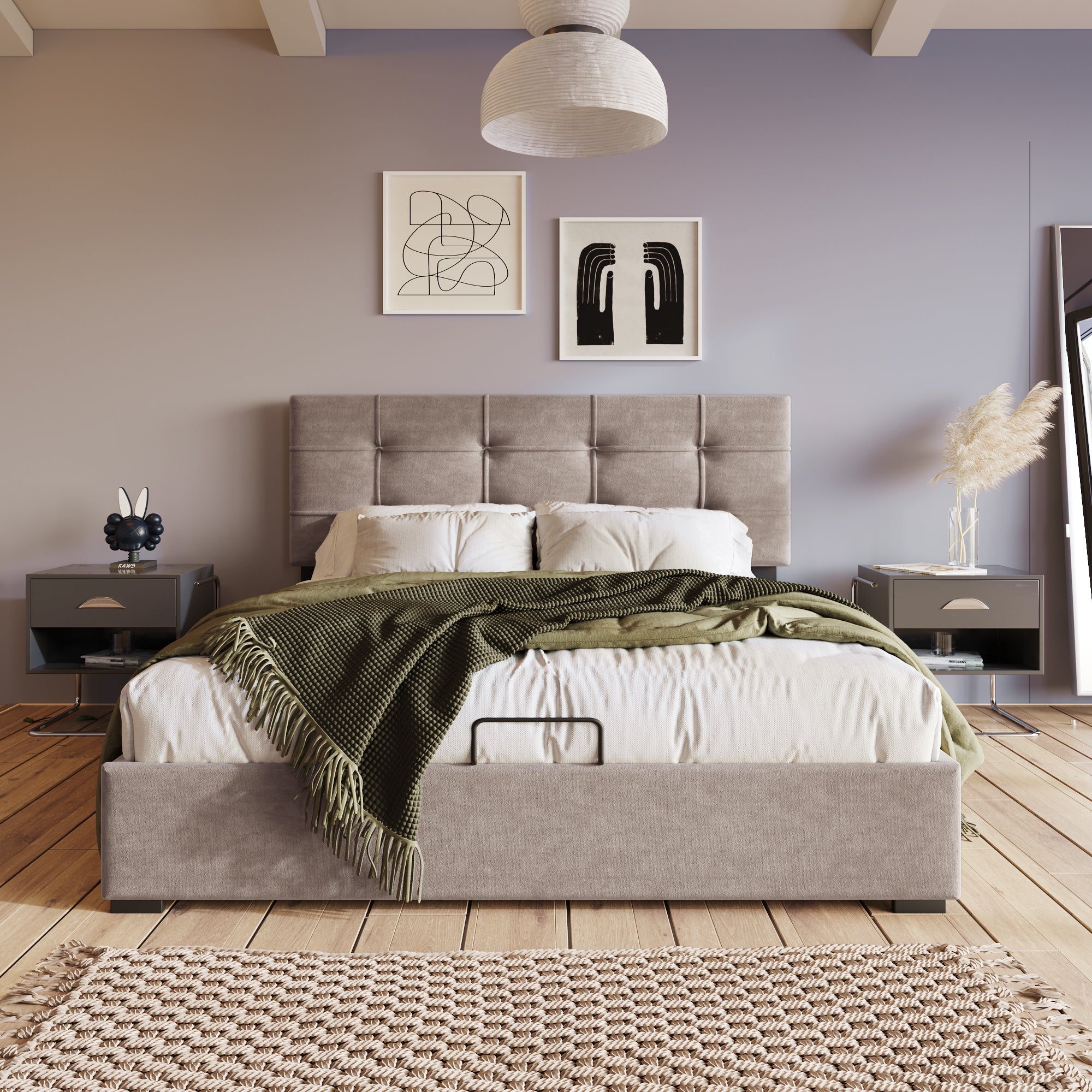 Logidon Hydraulic double bed 140x200 cm Adjustable headboard