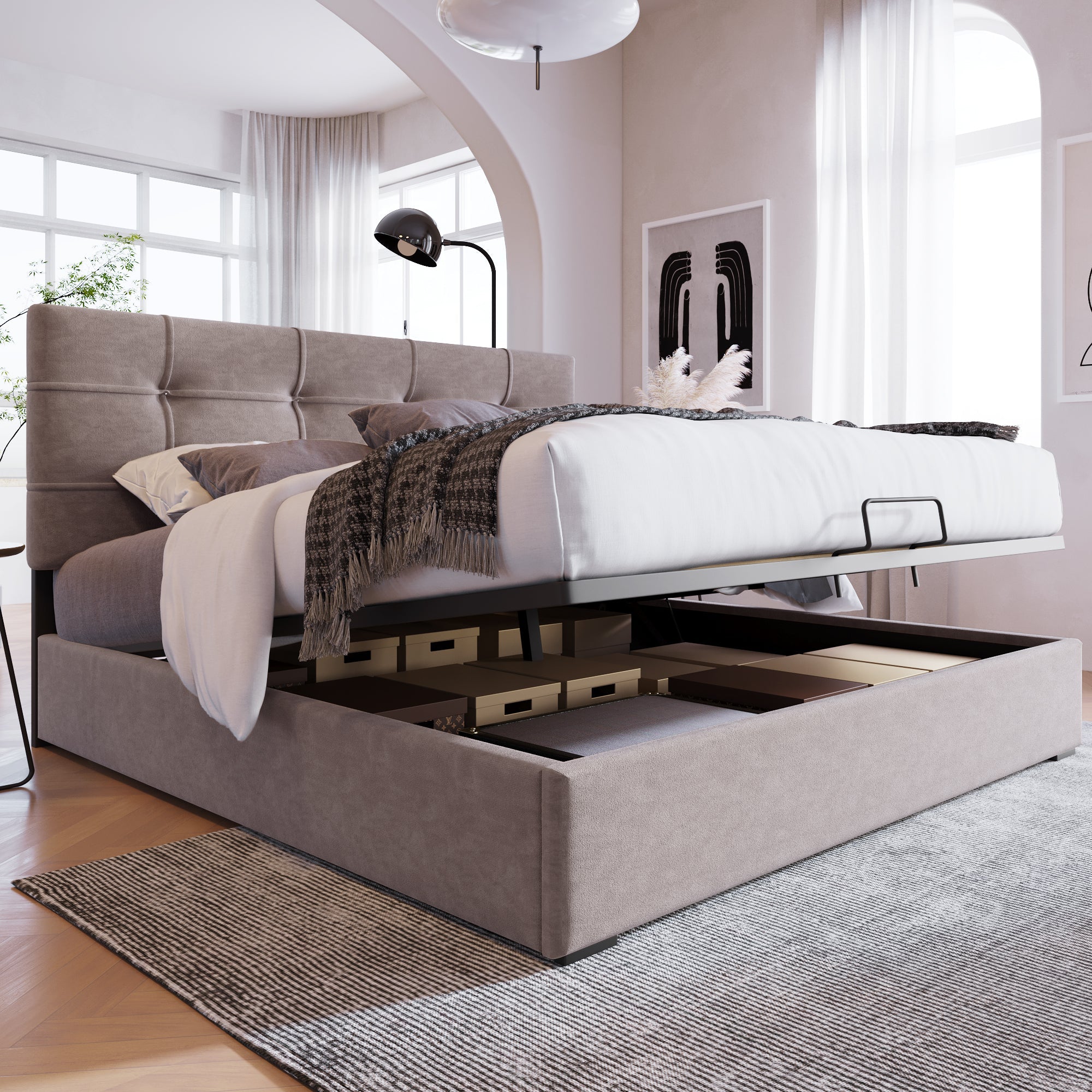Logidon Hydraulic double bed 140x200 cm Adjustable headboard