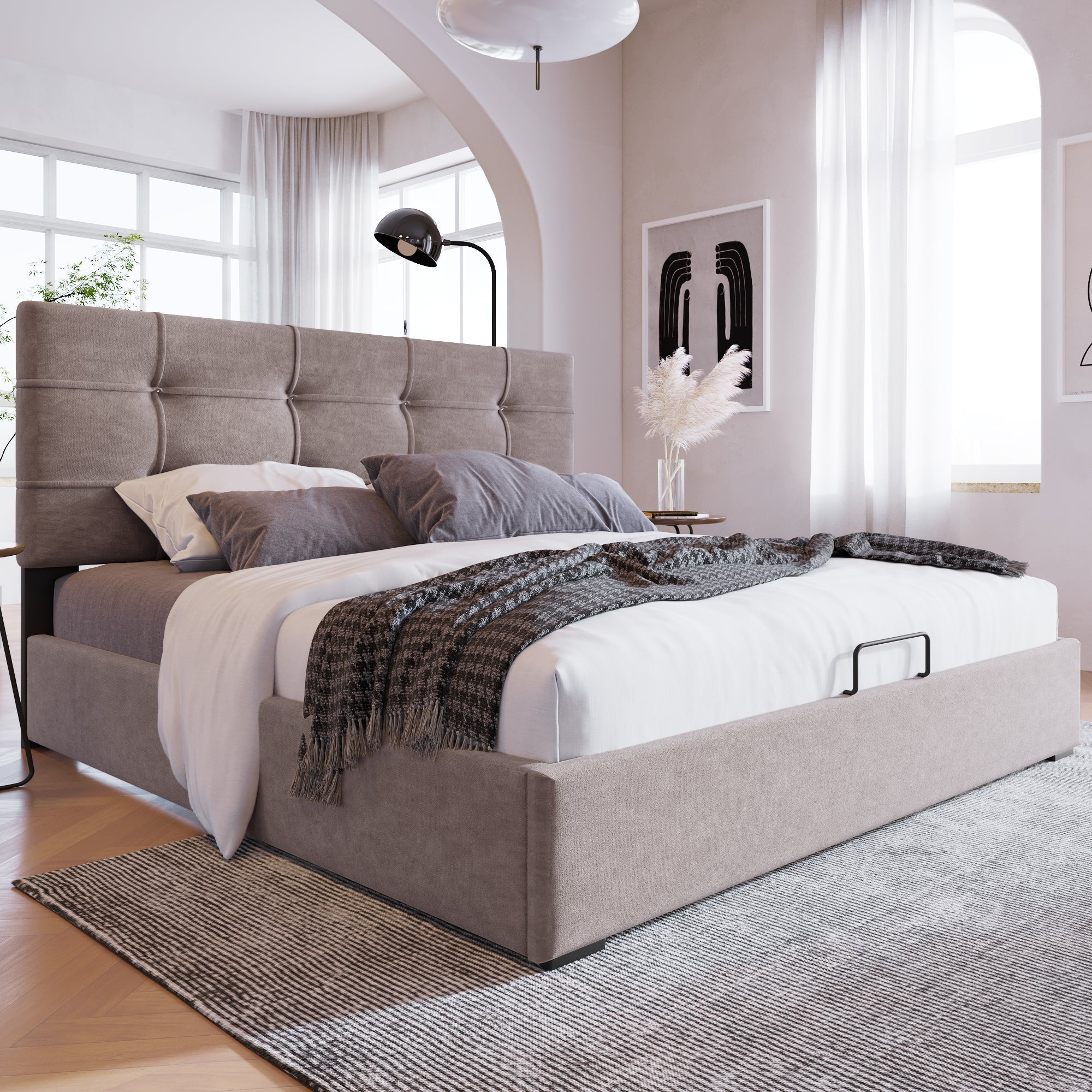 Logidon Hydraulic double bed 140x200 cm Adjustable headboard