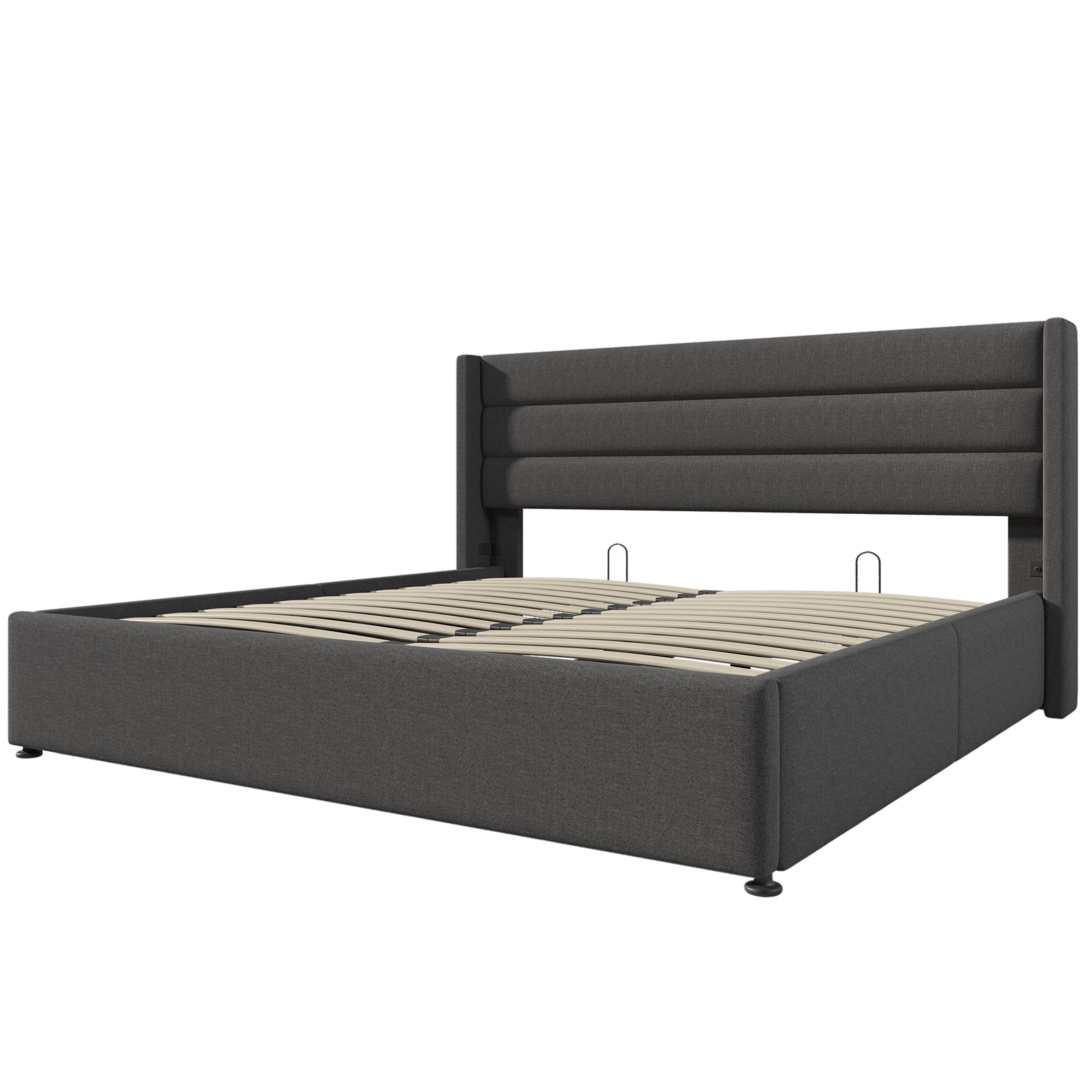 Logidon Hydraulisch Opbergbed Gestoffeerd Bed 140x200 Grijs