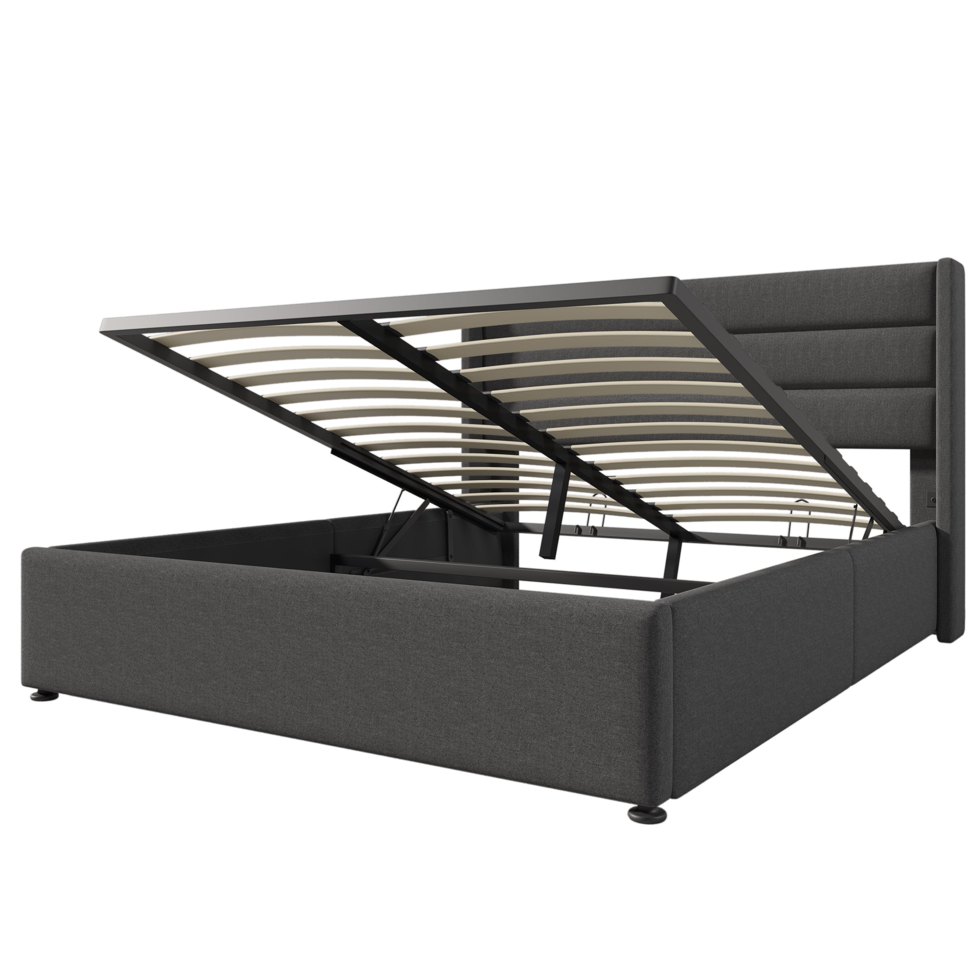 Logidon Hydraulisch Opbergbed Gestoffeerd Bed 140x200 Grijs