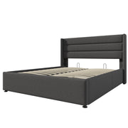 Logidon Modern Bed With Hydraulic Storage 160x200 Gray Linen